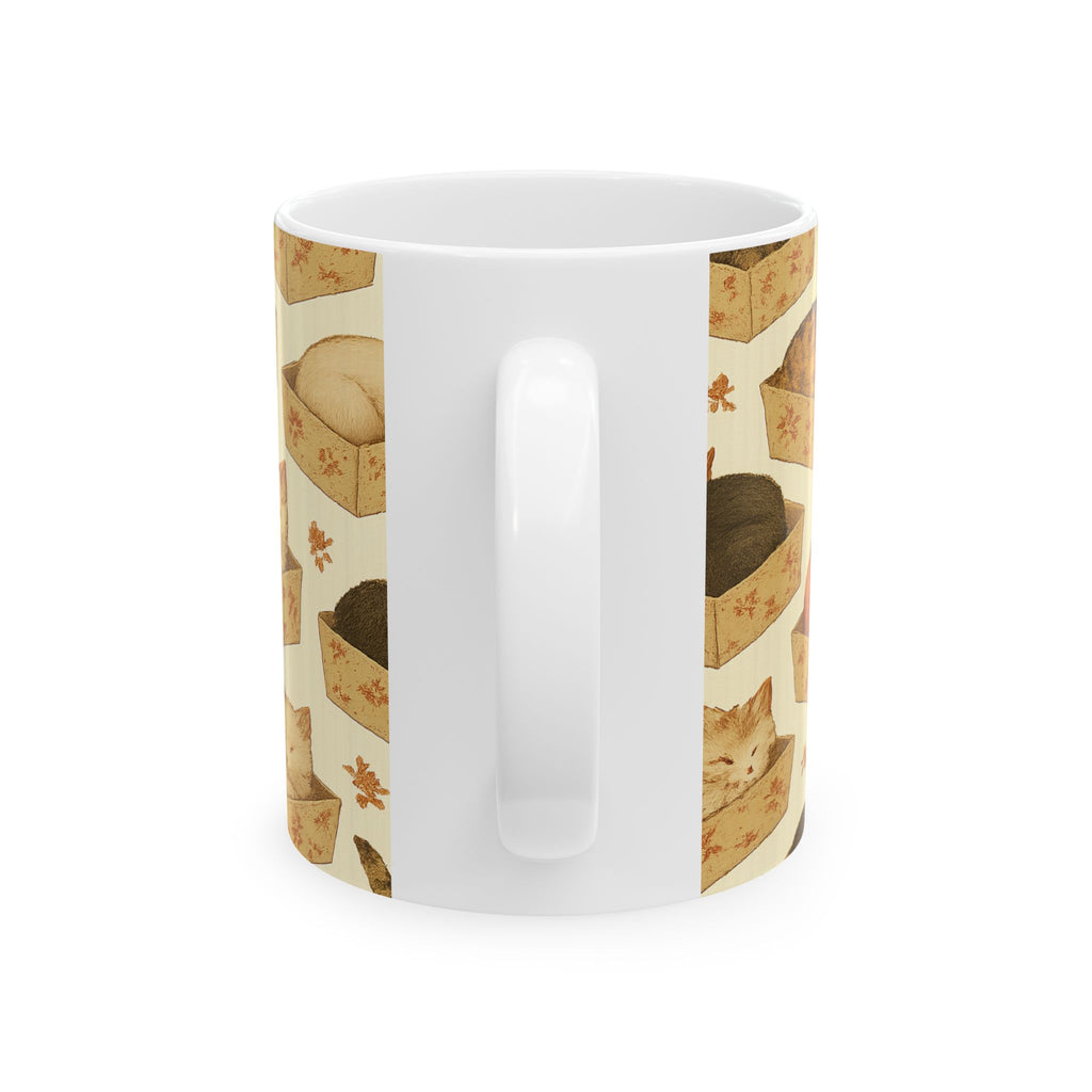Vintage Cats In Boxes Full Wrap Coffee Mug | Cats Gift | Ceramic Mug