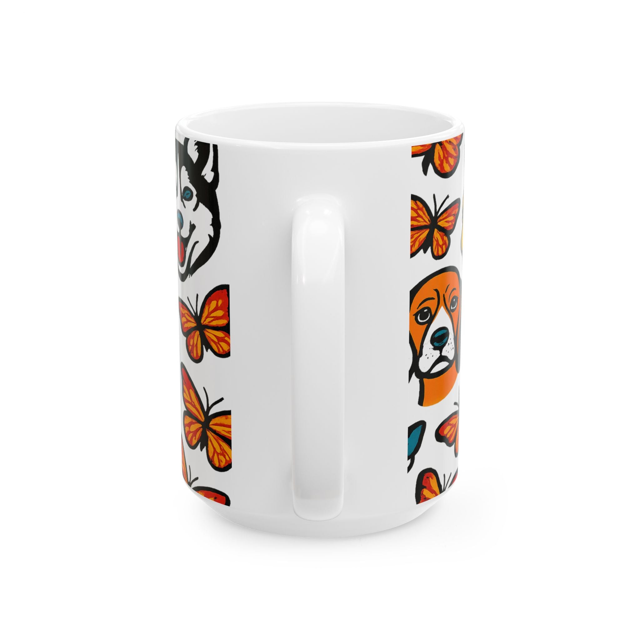 Bold Dogs And Butterflies Full Wrap Coffee Mug | Dogs Gift | Ceramic Mug