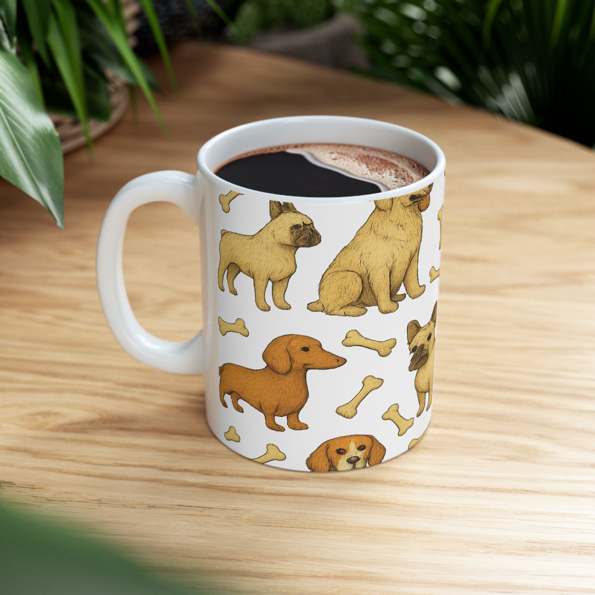 Botanical Dogs With Bones Full Wrap Coffee Mug | Dogs Gift | Ceramic Mug