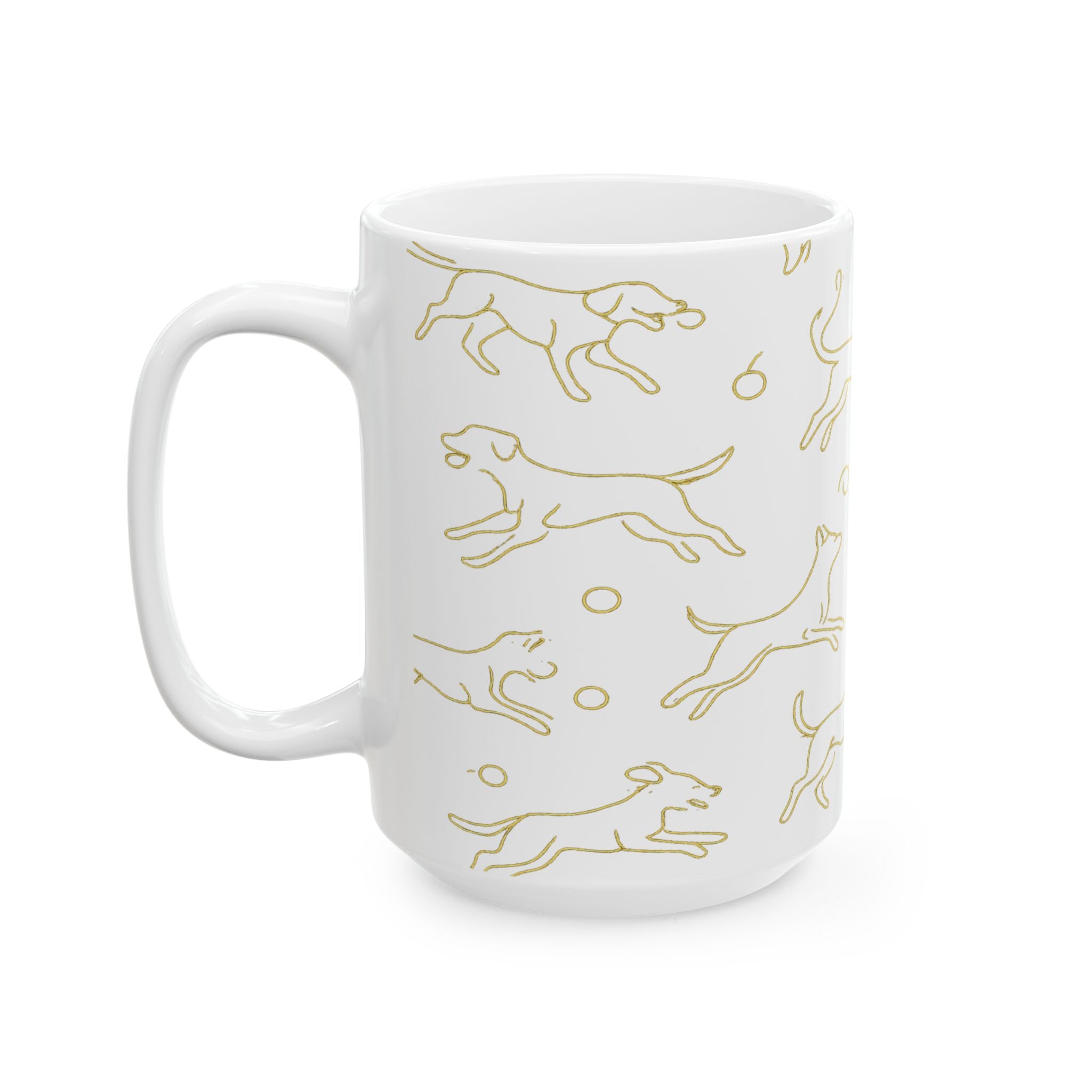 Delicate Dogs Playing Fetch Full Wrap Coffee Mug | Dogs Gift | Ceramic Mug