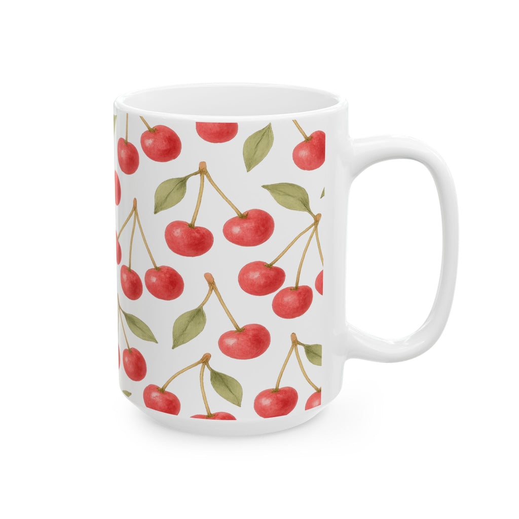 Watercolor Cherries Pattern Coffee Mug | Fruit Lover Gift | Ceramic Mug