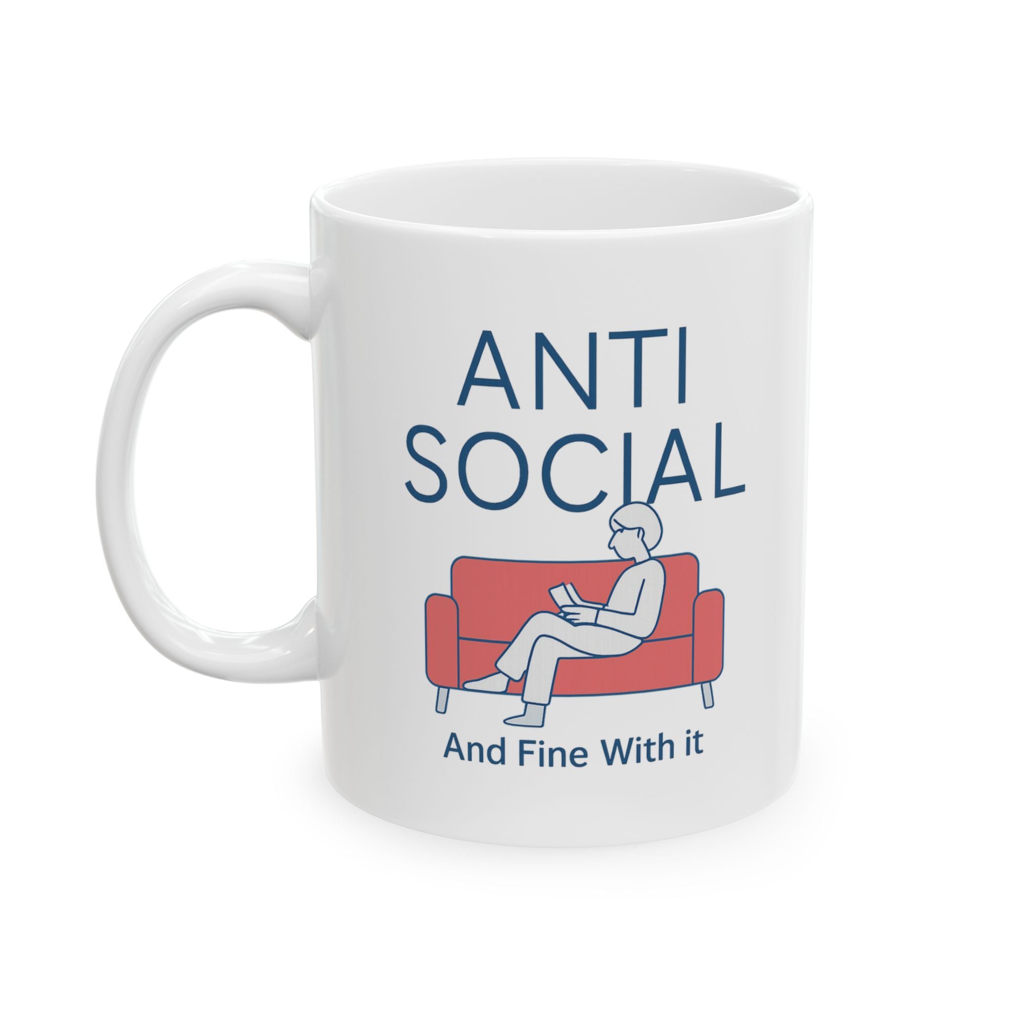 Anti Social But Make It Caffeinated Coffee Mug | Funny Antisocial Gift | Ceramic Mug