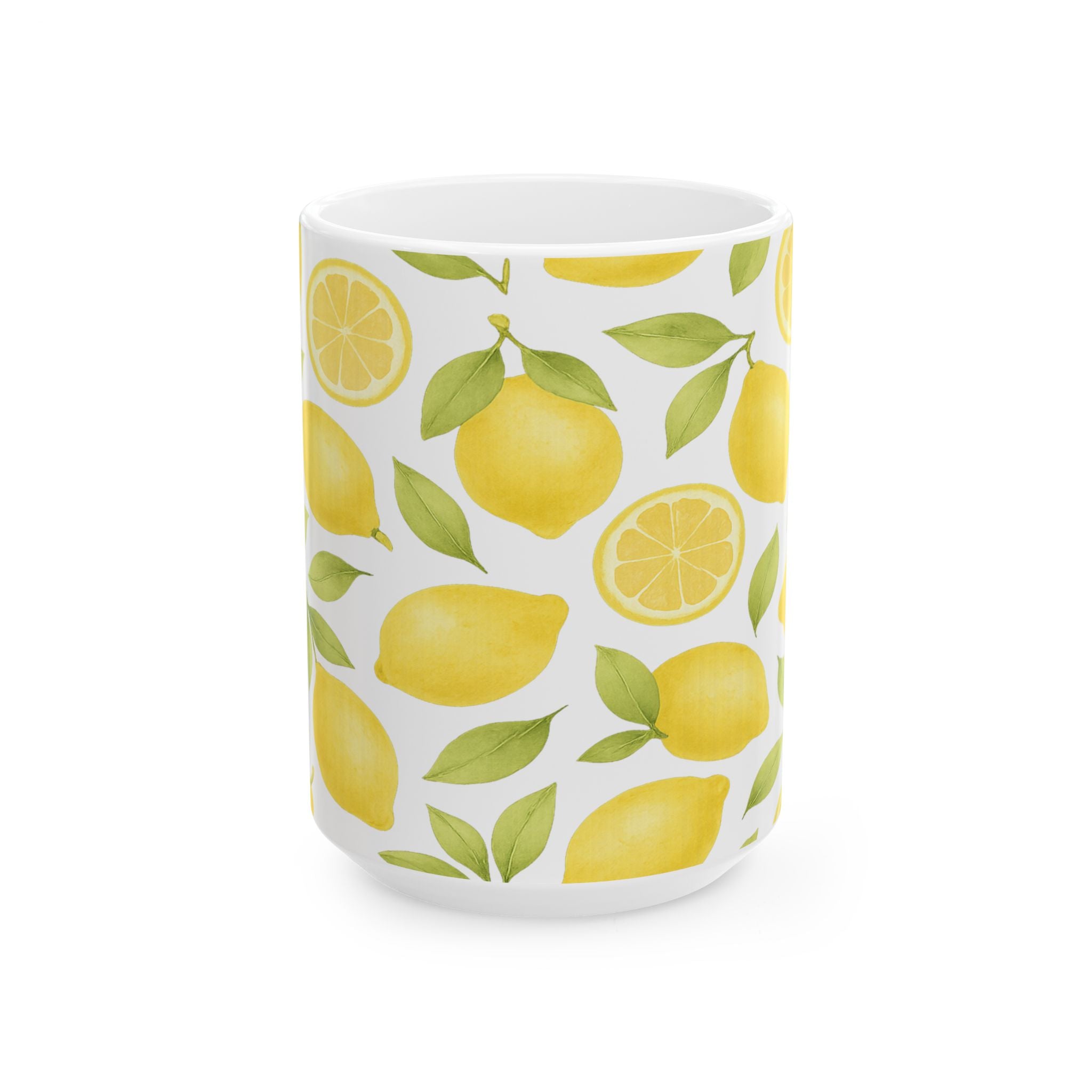 Watercolor Lemons Pattern Coffee Mug | Fruit Lover Gift | Ceramic Mug