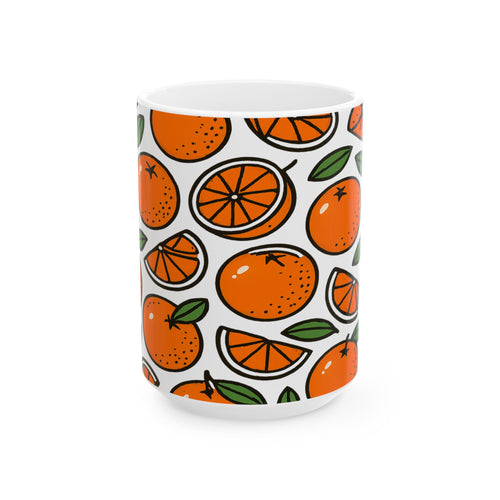 Bold Oranges Pattern Coffee Mug | Fruit Lover Gift | Ceramic Mug