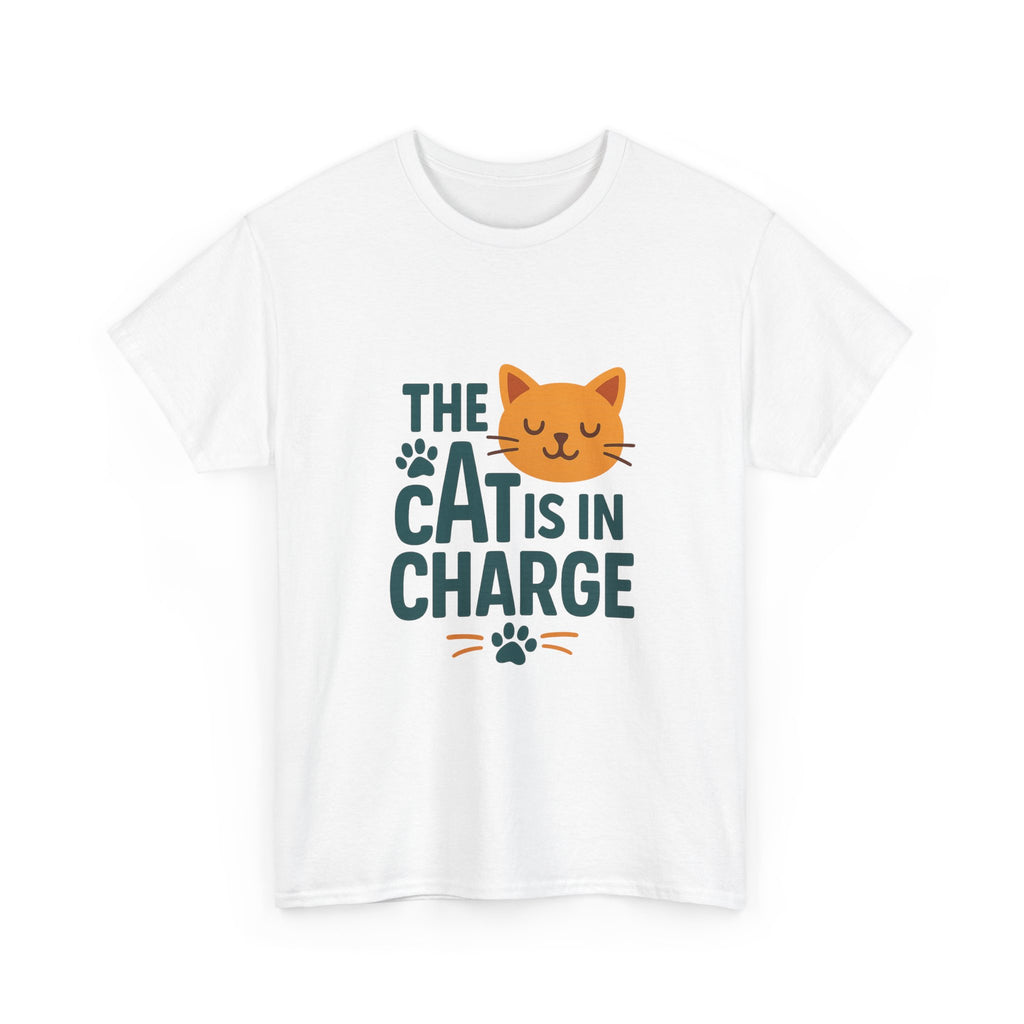 The Cat Is In Charge Here T-Shirt | Funny Cat Lover | Graphic Tee