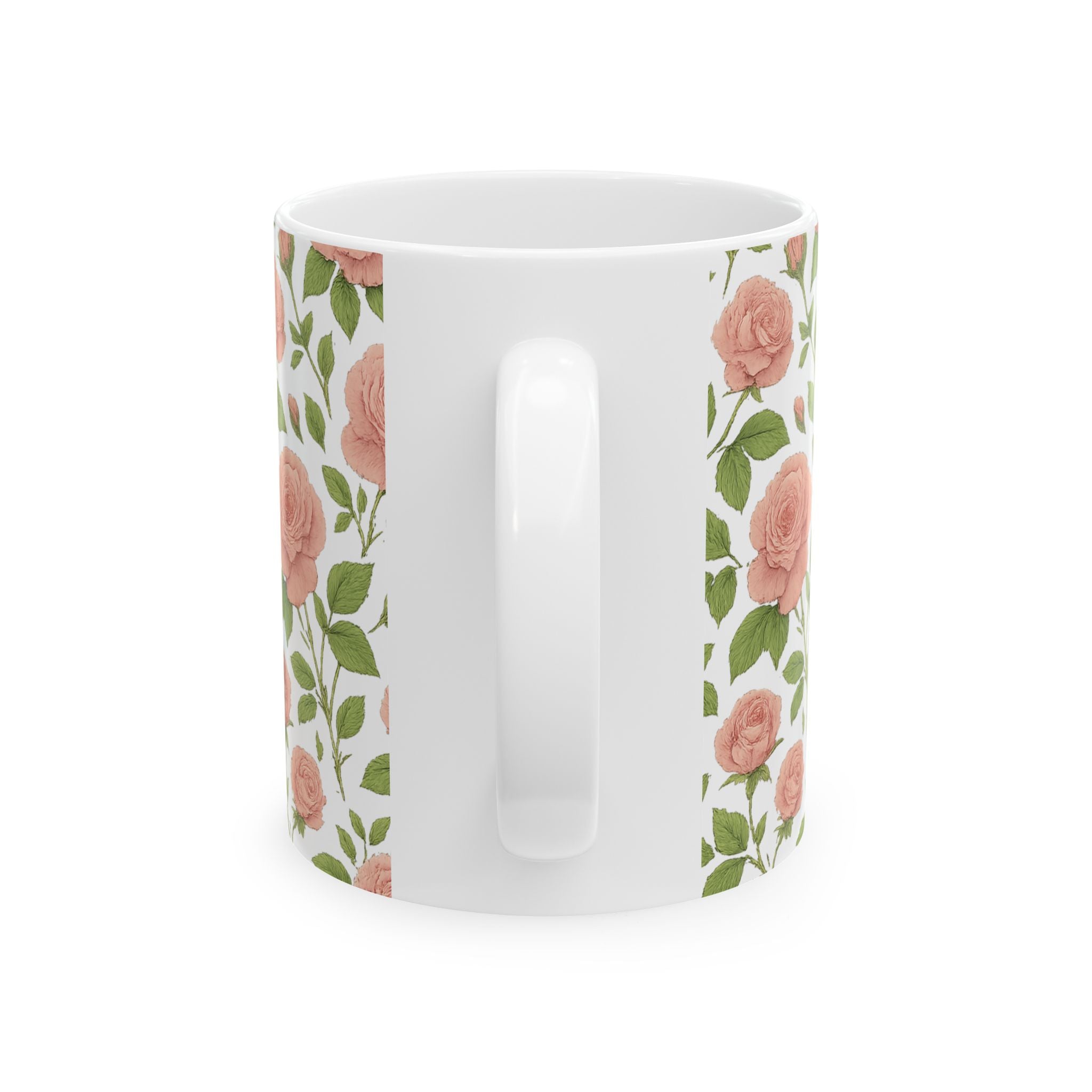 Botanical Pink Rose Garden Full Wrap Coffee Mug | Flowers Gift | Ceramic Mug