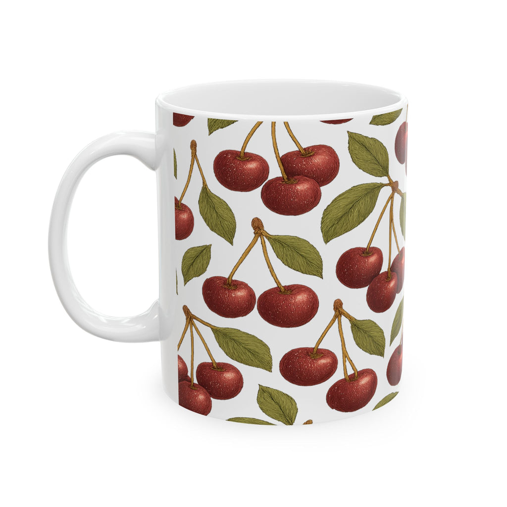 Botanical Cherries Full Wrap Coffee Mug | Fruit Gift | Ceramic Mug