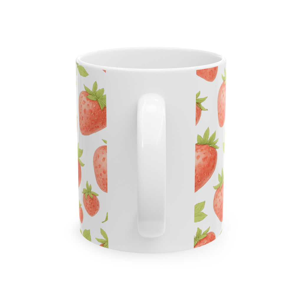Watercolor Strawberries Full Wrap Coffee Mug | Fruit Gift | Ceramic Mug