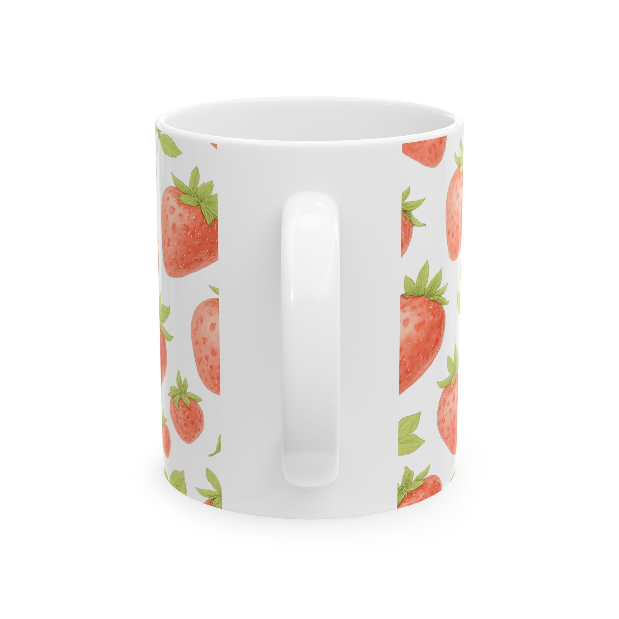 Watercolor Strawberries Full Wrap Coffee Mug | Fruit Gift | Ceramic Mug