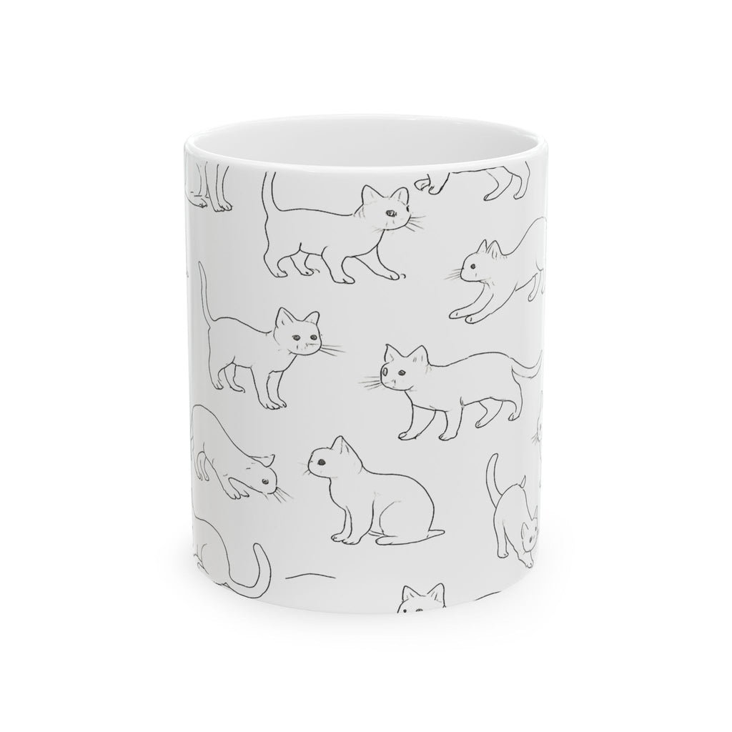 Delicate Curious Cats Full Wrap Coffee Mug | Cats Gift | Ceramic Mug