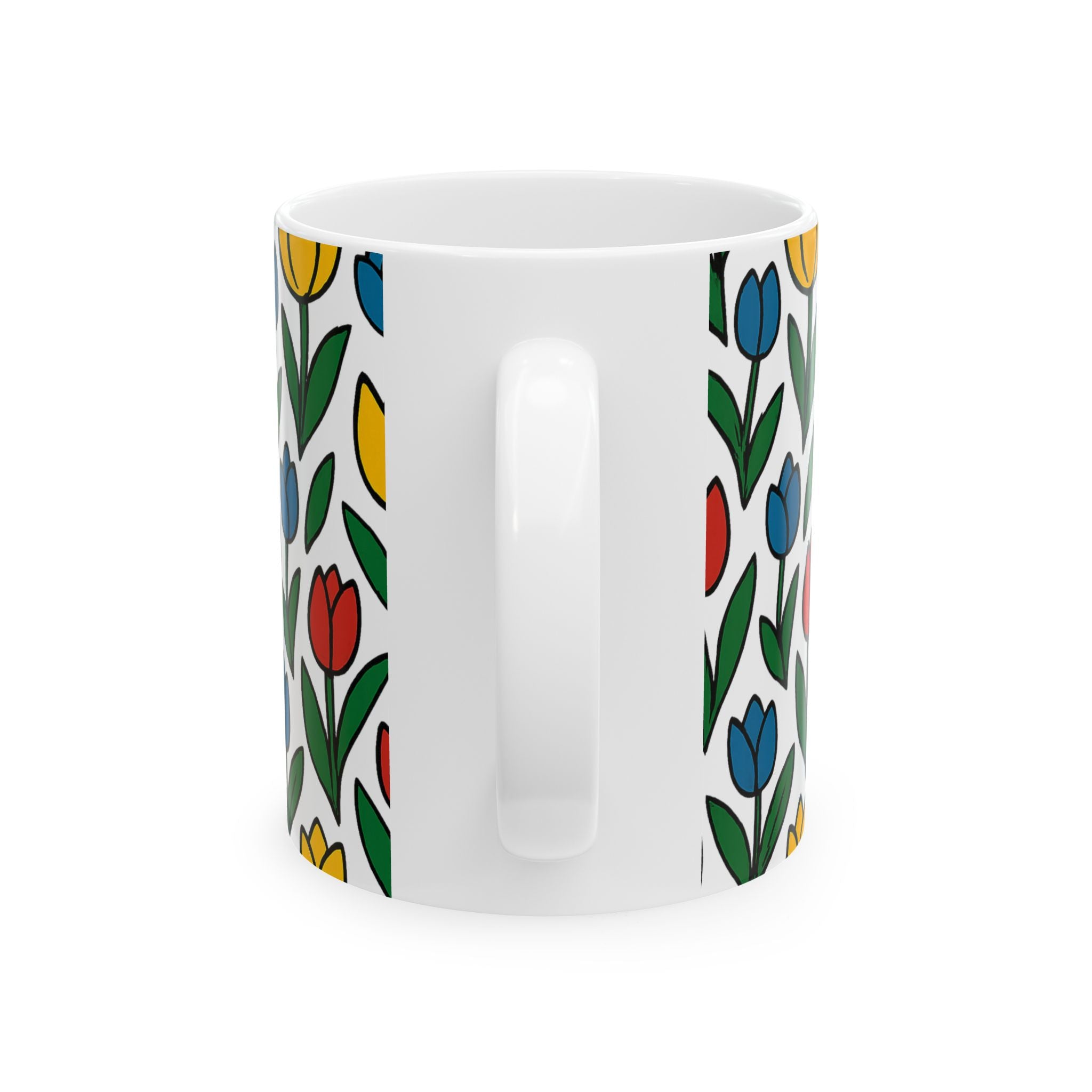 Bold Tulip Garden Full Wrap Coffee Mug | Flowers Gift | Ceramic Mug