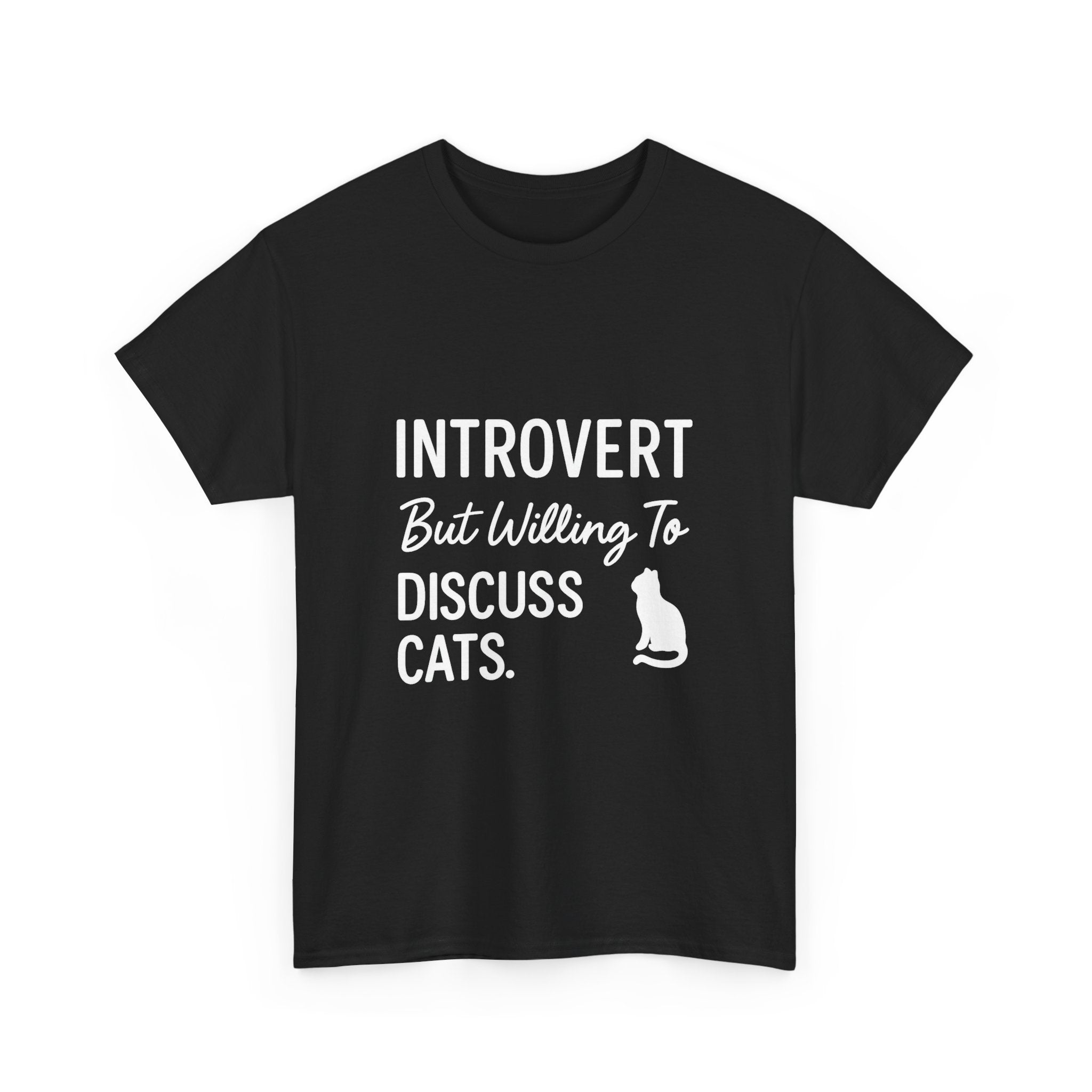 Introvert But Willing To Discuss Cats T-Shirt | Cat Lover Gift | Graphic Tee