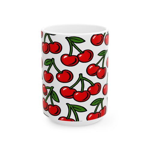 Bold Cherries Full Wrap Coffee Mug | Fruit Gift | Ceramic Mug