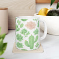Watercolor Desert Garden Succulents Pattern Coffee Mug | Cactus Lover Gift | Ceramic Mug