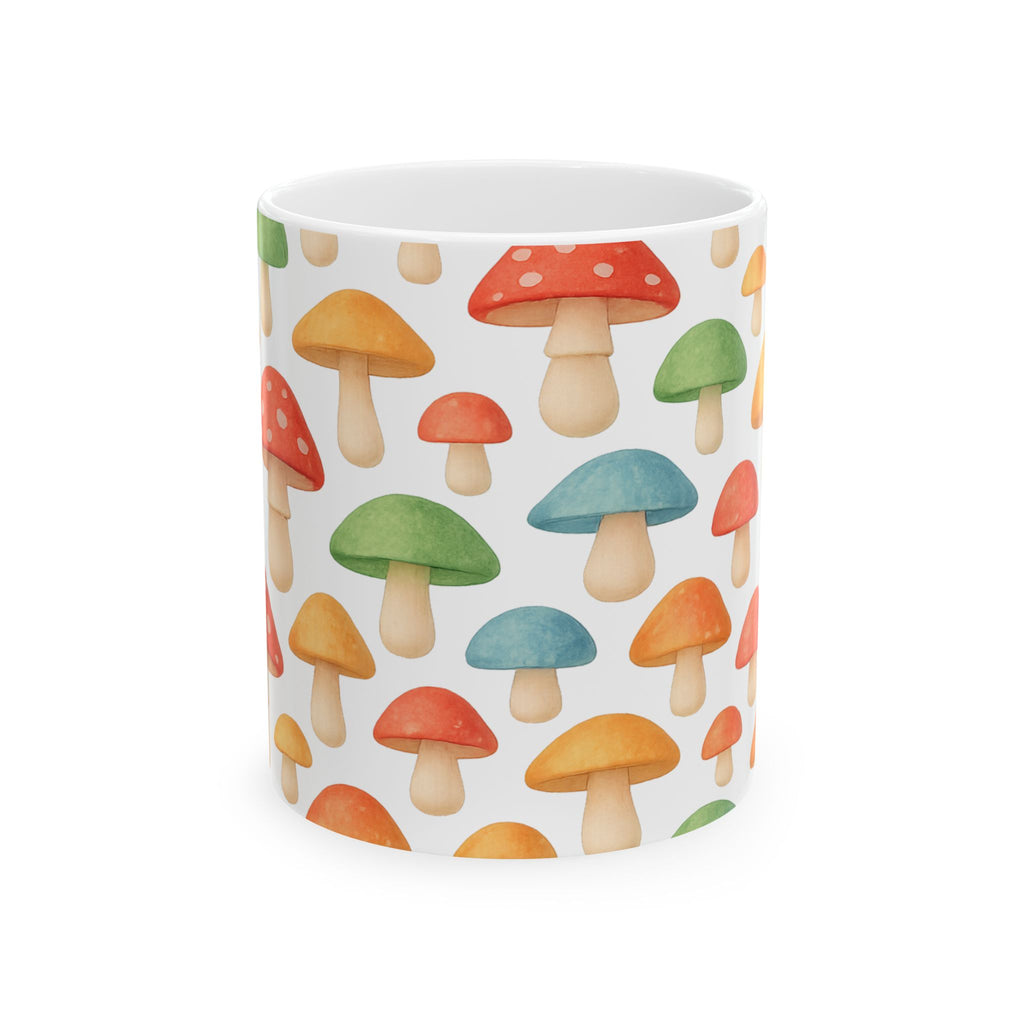 Watercolor Colorful Mushrooms Pattern Coffee Mug | Mushrooms Lover Gift | Ceramic Mug