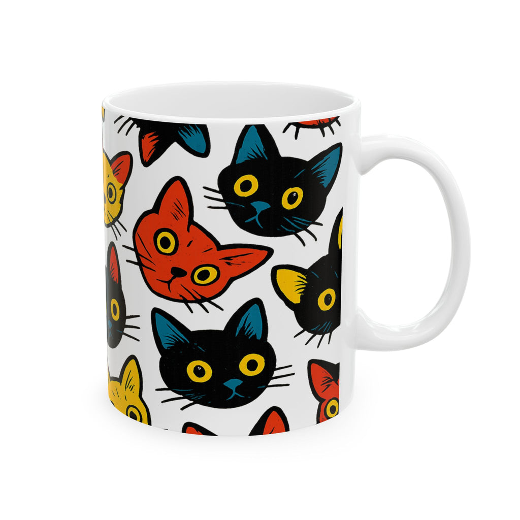 Bold Curious Cats Full Wrap Coffee Mug | Cats Gift | Ceramic Mug