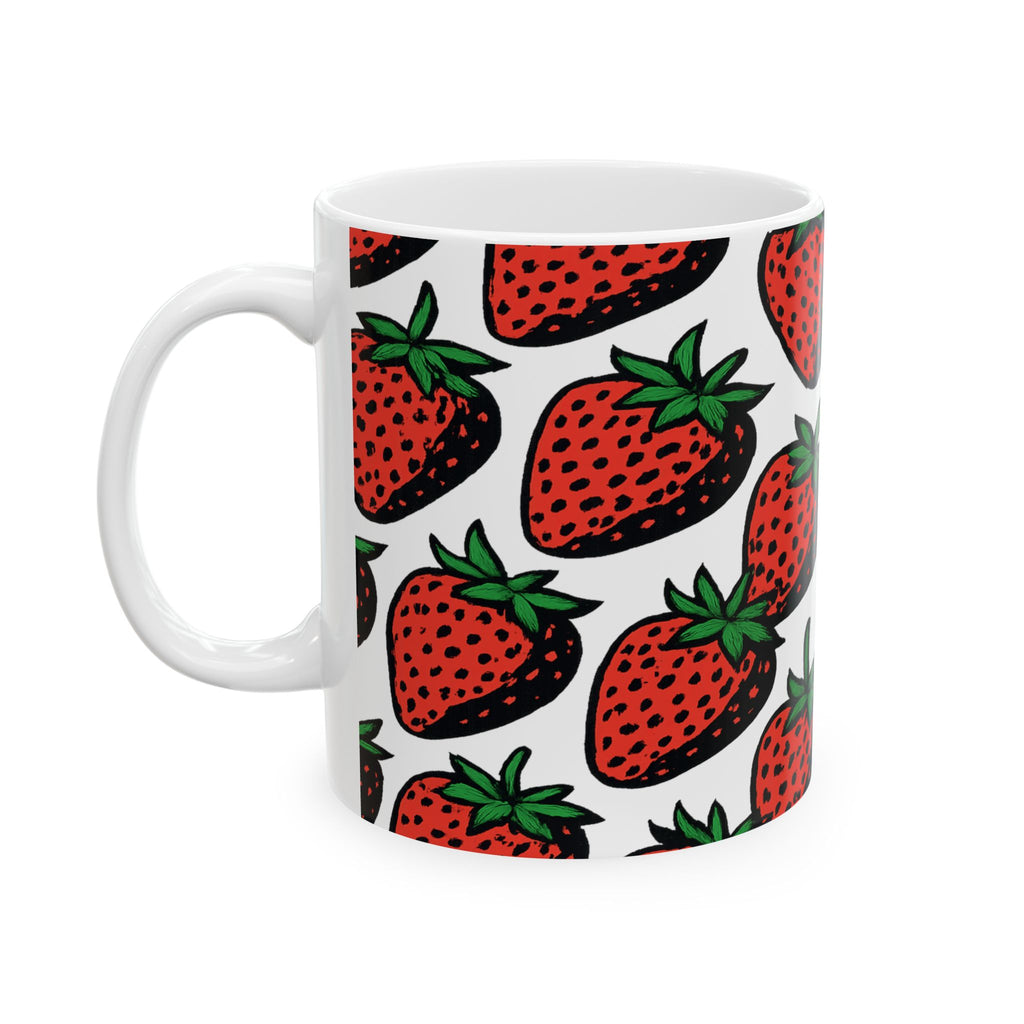 Bold Strawberries Full Wrap Coffee Mug | Fruit Gift | Ceramic Mug