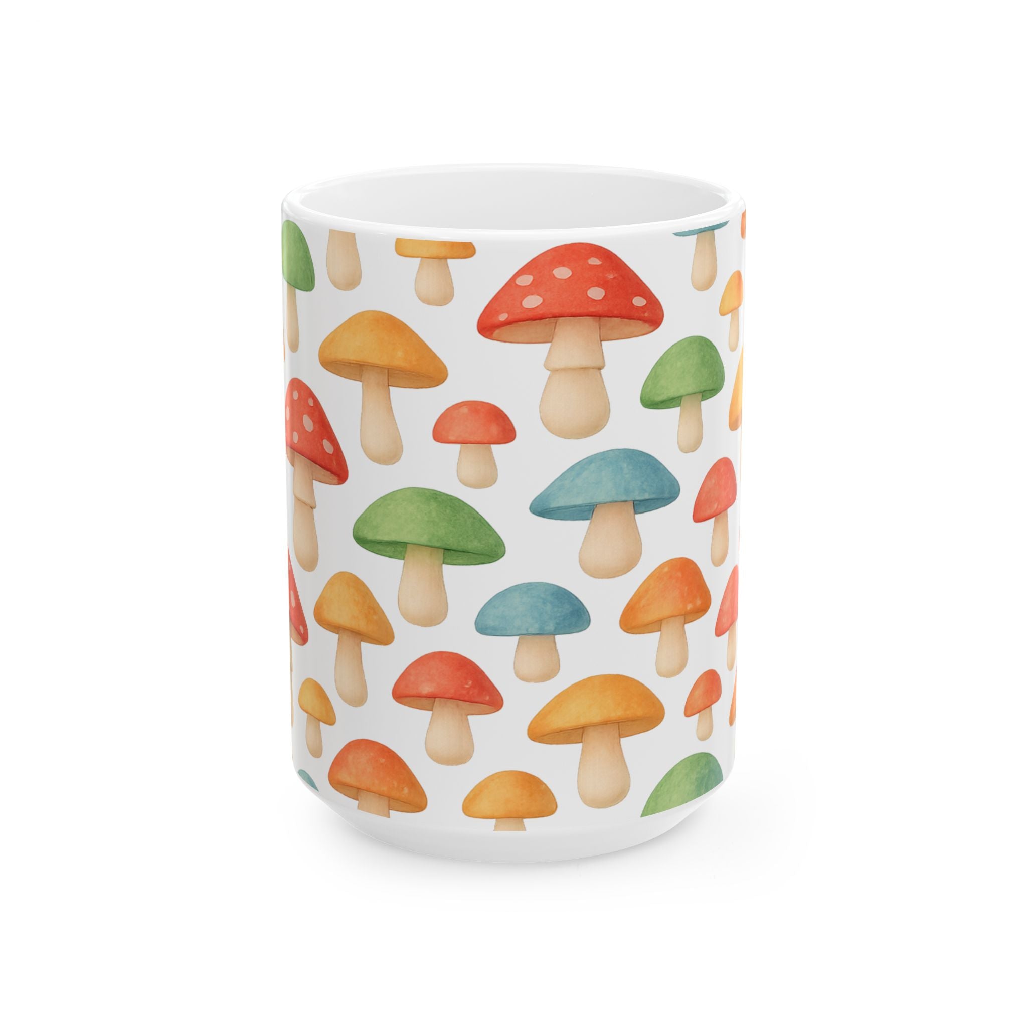Watercolor Colorful Mushrooms Pattern Coffee Mug | Mushrooms Lover Gift | Ceramic Mug