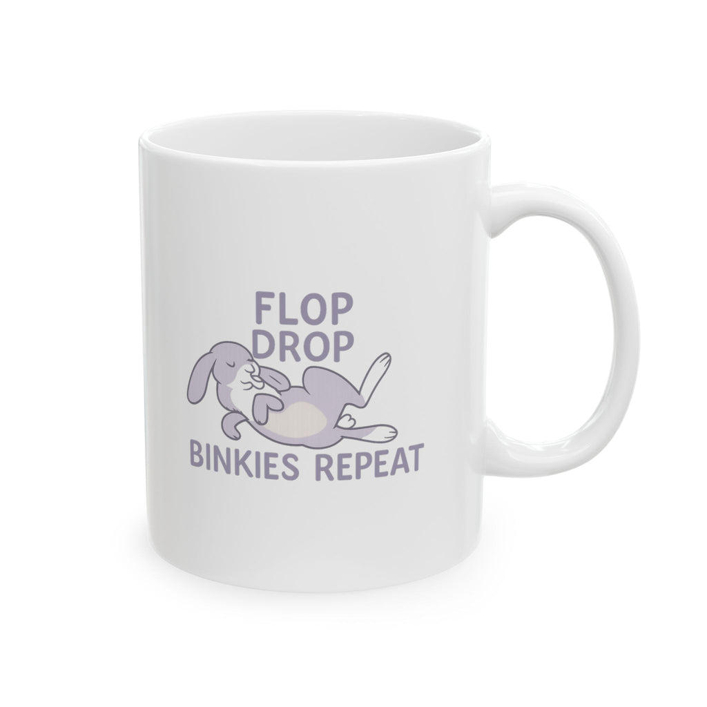 Rabbit Mom Flop Drop Binkies Repeat Coffee Mug | Gift for Mom | Ceramic Mug