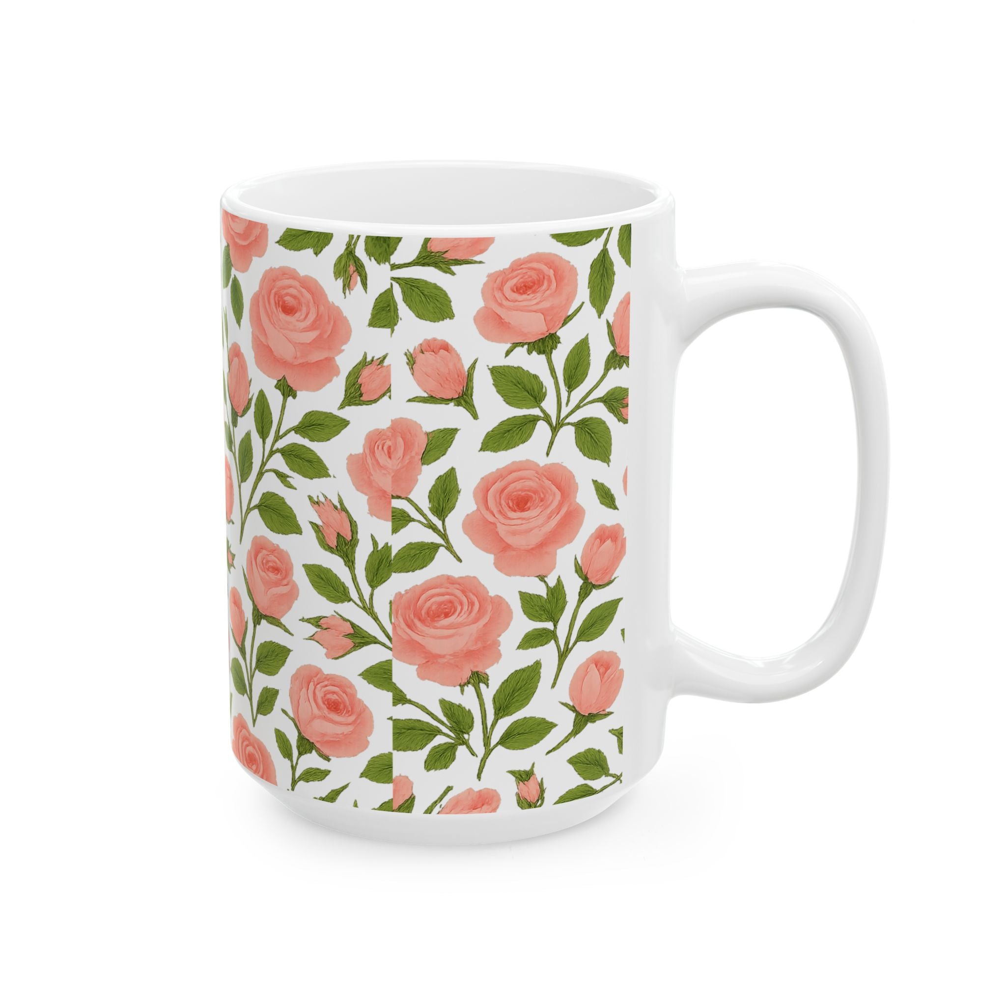 Pink Rose Garden Full Wrap Coffee Mug | Flowers Lover Gift | Ceramic Mug