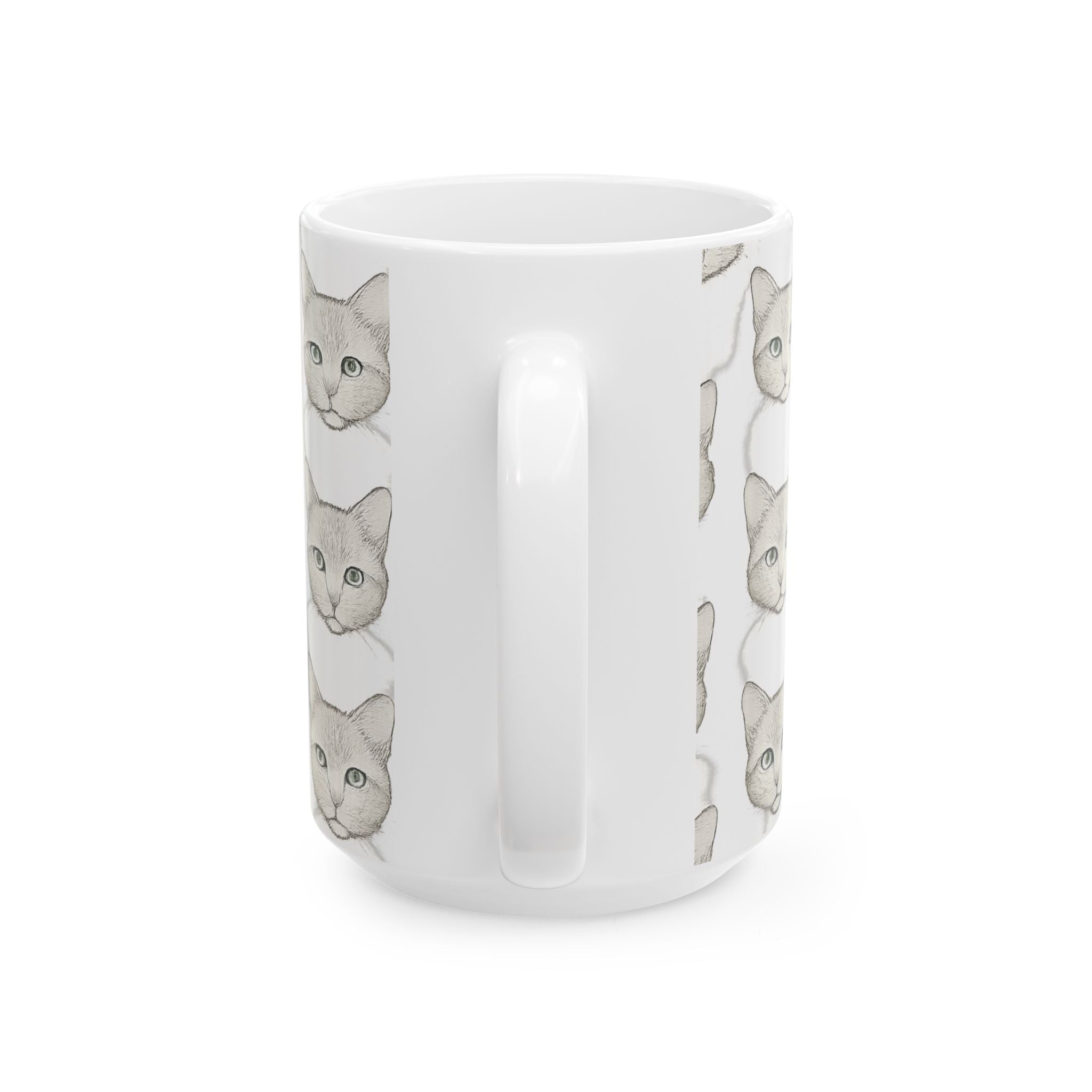 Delicate Cat Faces Full Wrap Coffee Mug | Cats Gift | Ceramic Mug