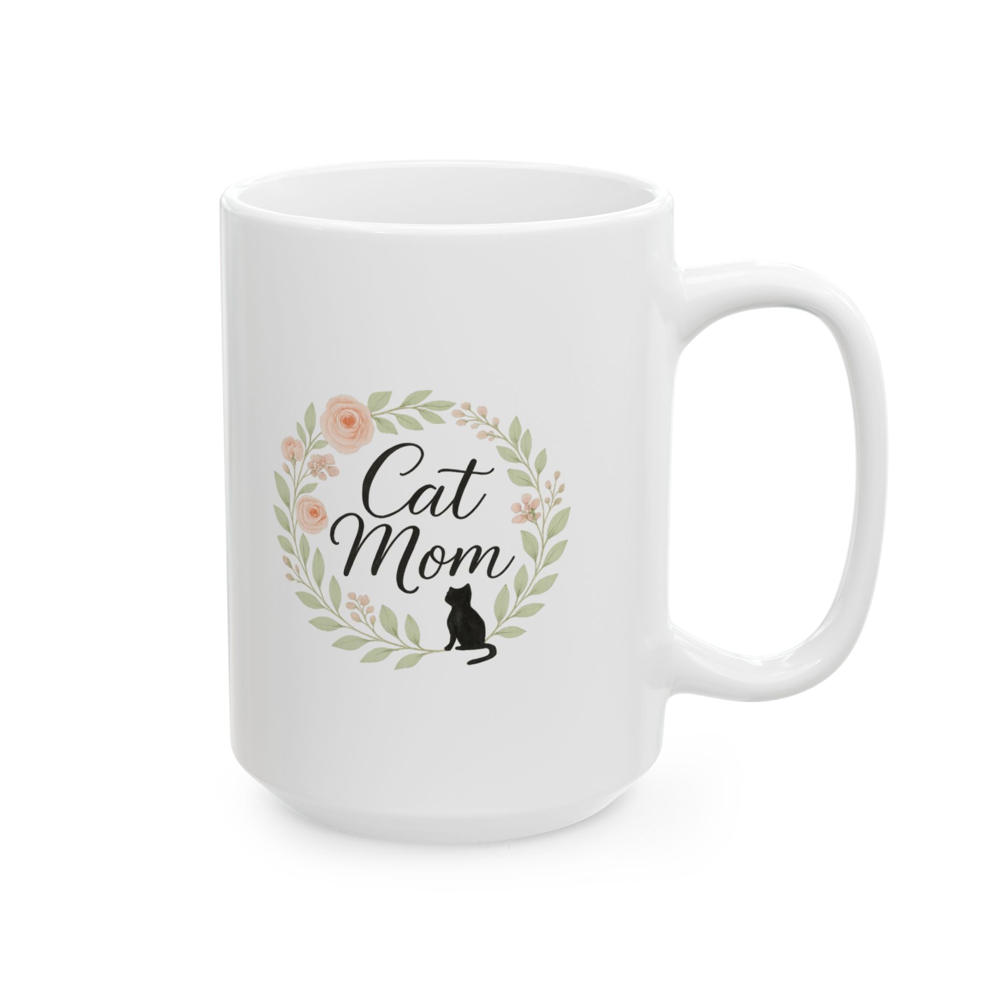 Cat Mom Floral Paw Coffee Mug | Cat Lover Gift | Ceramic Mug