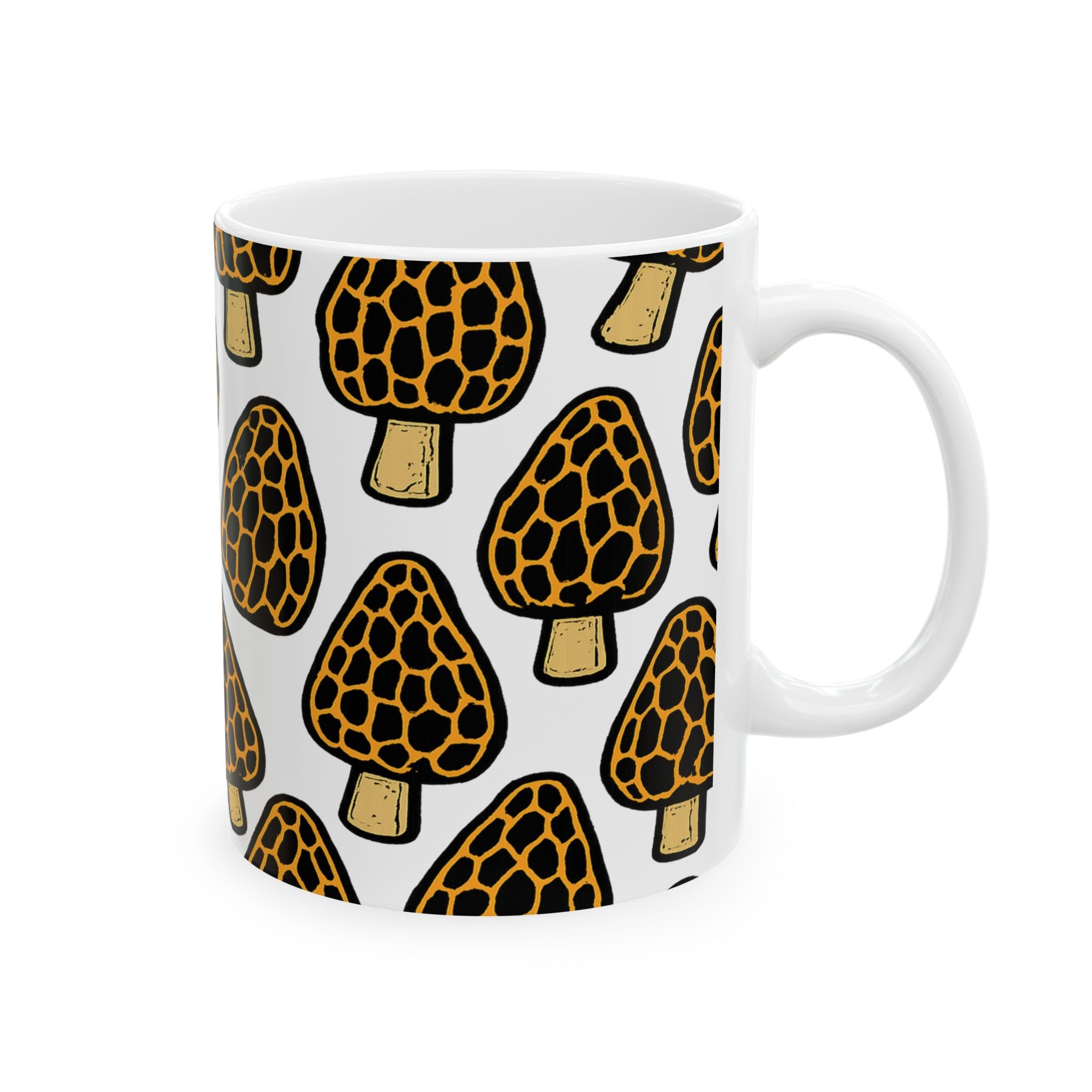 Bold Morel Mushrooms Full Wrap Coffee Mug | Mushrooms Gift | Ceramic Mug