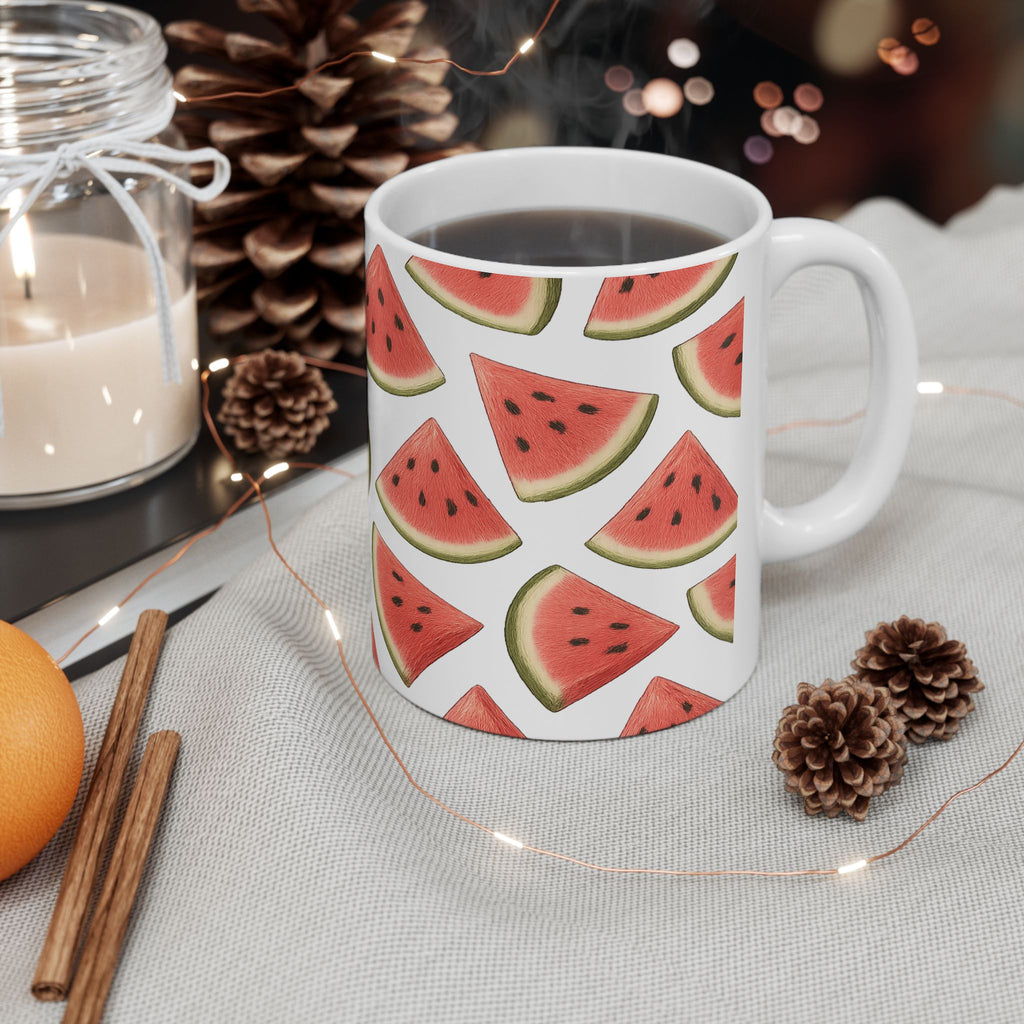 Botanical Watermelon Slices Full Wrap Coffee Mug | Fruit Gift | Ceramic Mug