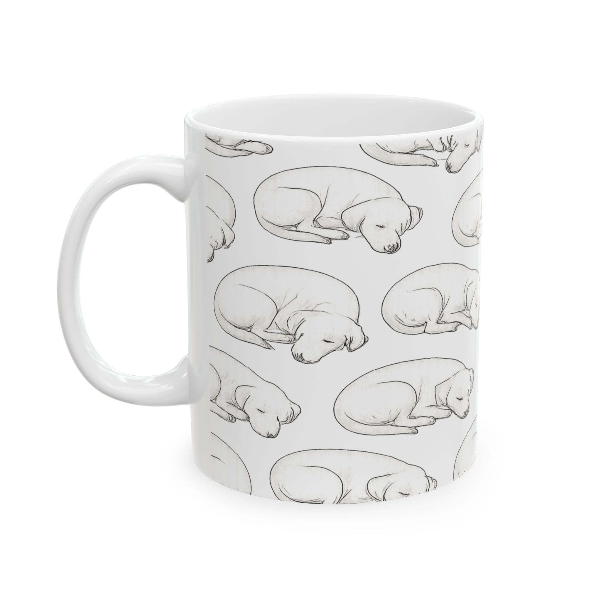 Delicate Sleeping Dogs Full Wrap Coffee Mug | Dogs Gift | Ceramic Mug