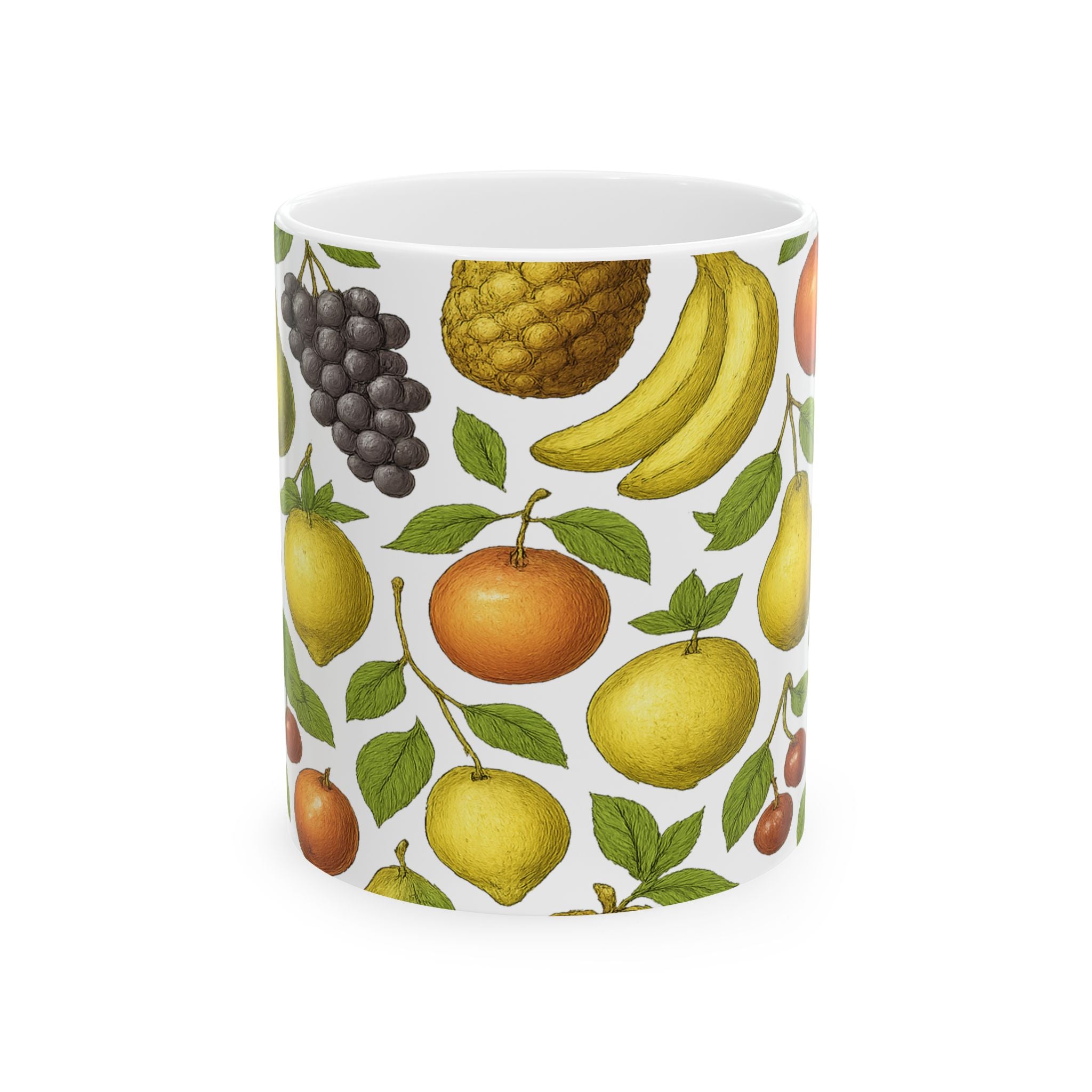 Botanical Mixed Fruit Full Wrap Coffee Mug | Fruit Gift | Ceramic Mug