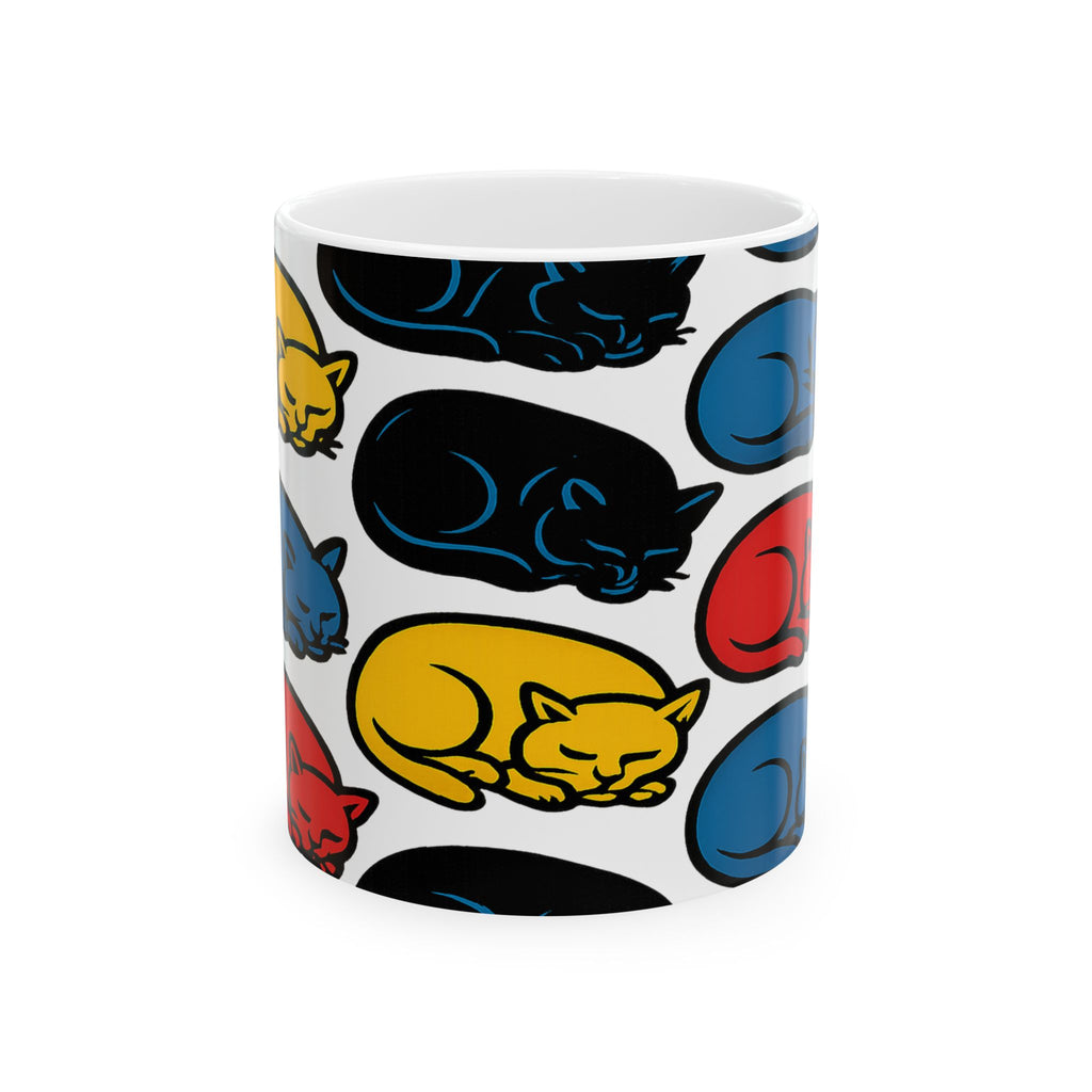 Bold Sleeping Cats Full Wrap Coffee Mug | Cats Gift | Ceramic Mug