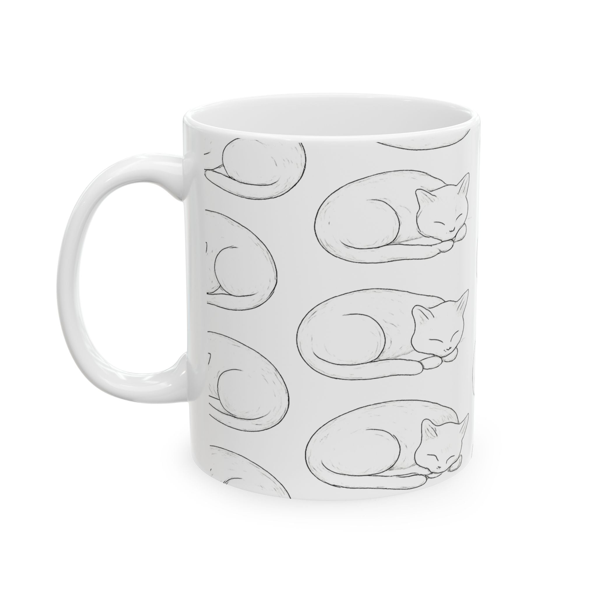 Delicate Sleeping Cats Full Wrap Coffee Mug | Cats Gift | Ceramic Mug