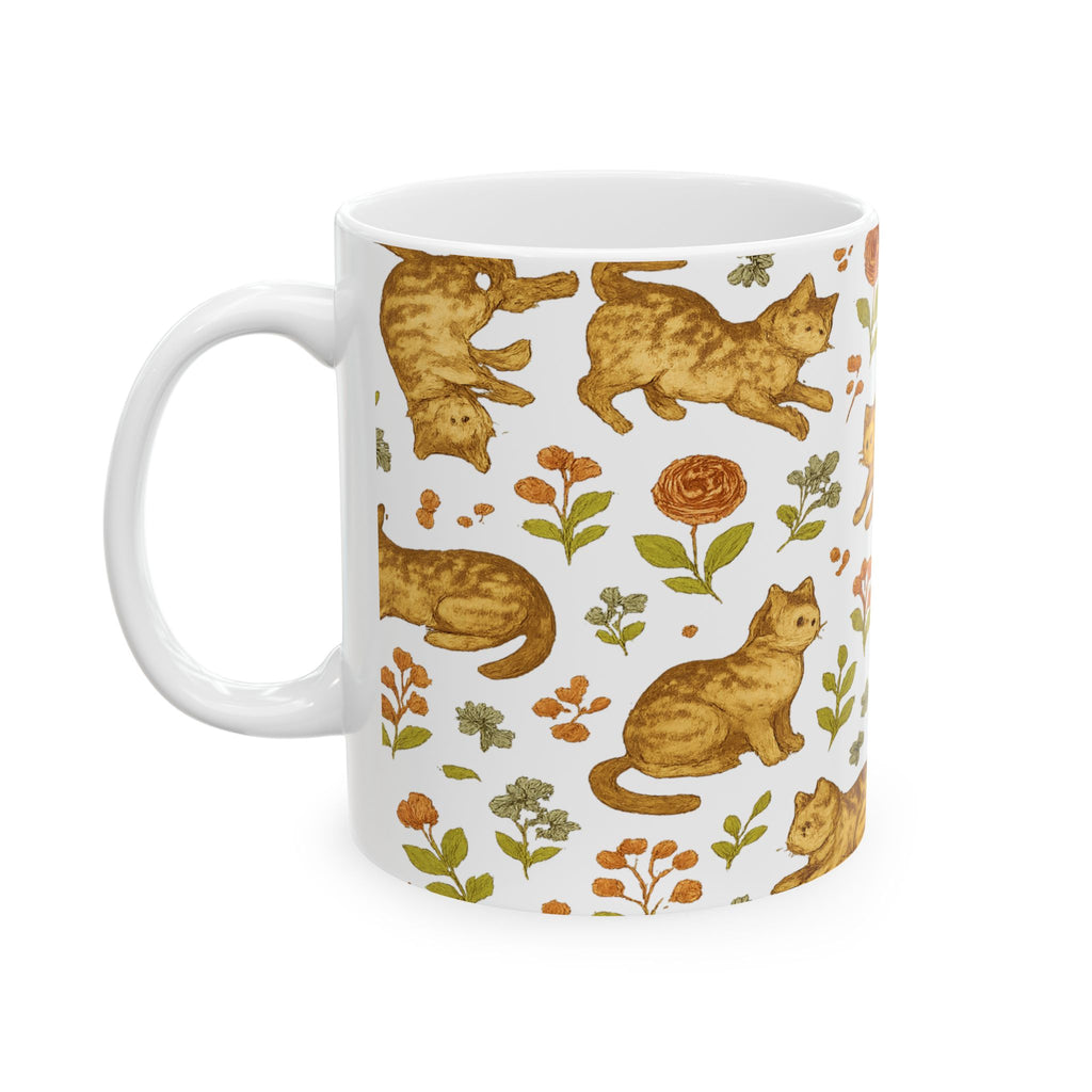 Vintage Playful Cats Full Wrap Coffee Mug | Cats Gift | Ceramic Mug