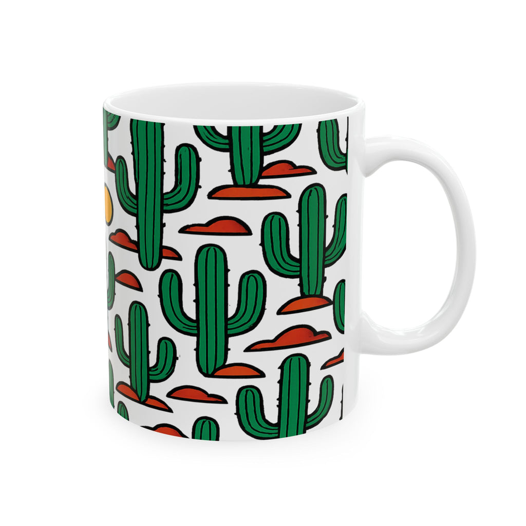 Bold Saguaro Cactus Desert Pattern Coffee Mug | Cactus Lover Gift | Ceramic Mug