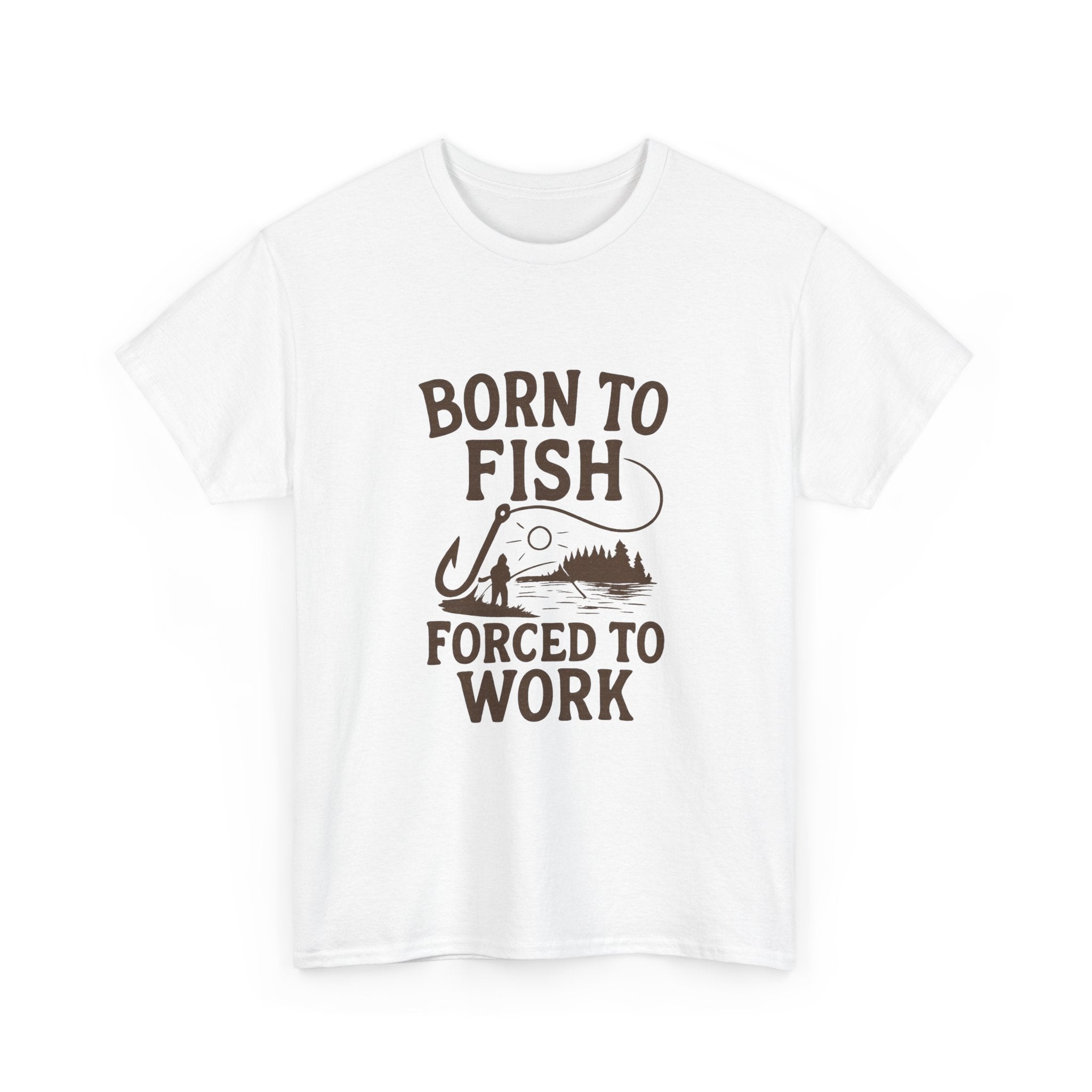 Born To Fish Forced To Work Fishing T-Shirt | Fishing Lover Gift | Graphic Tee