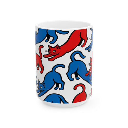 Bold Stretching Cats Full Wrap Coffee Mug | Cats Gift | Ceramic Mug
