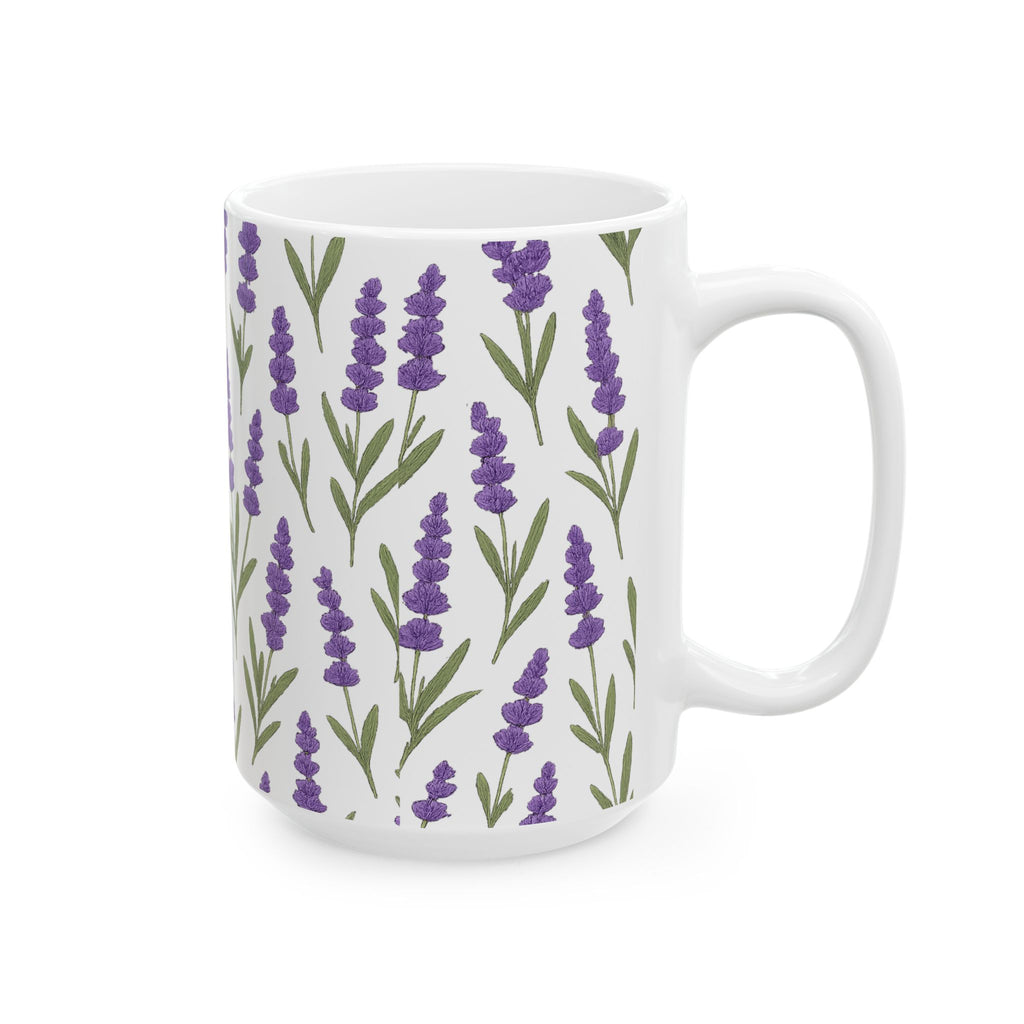 Botanical Lavender Sprigs Full Wrap Coffee Mug | Flowers Gift | Ceramic Mug