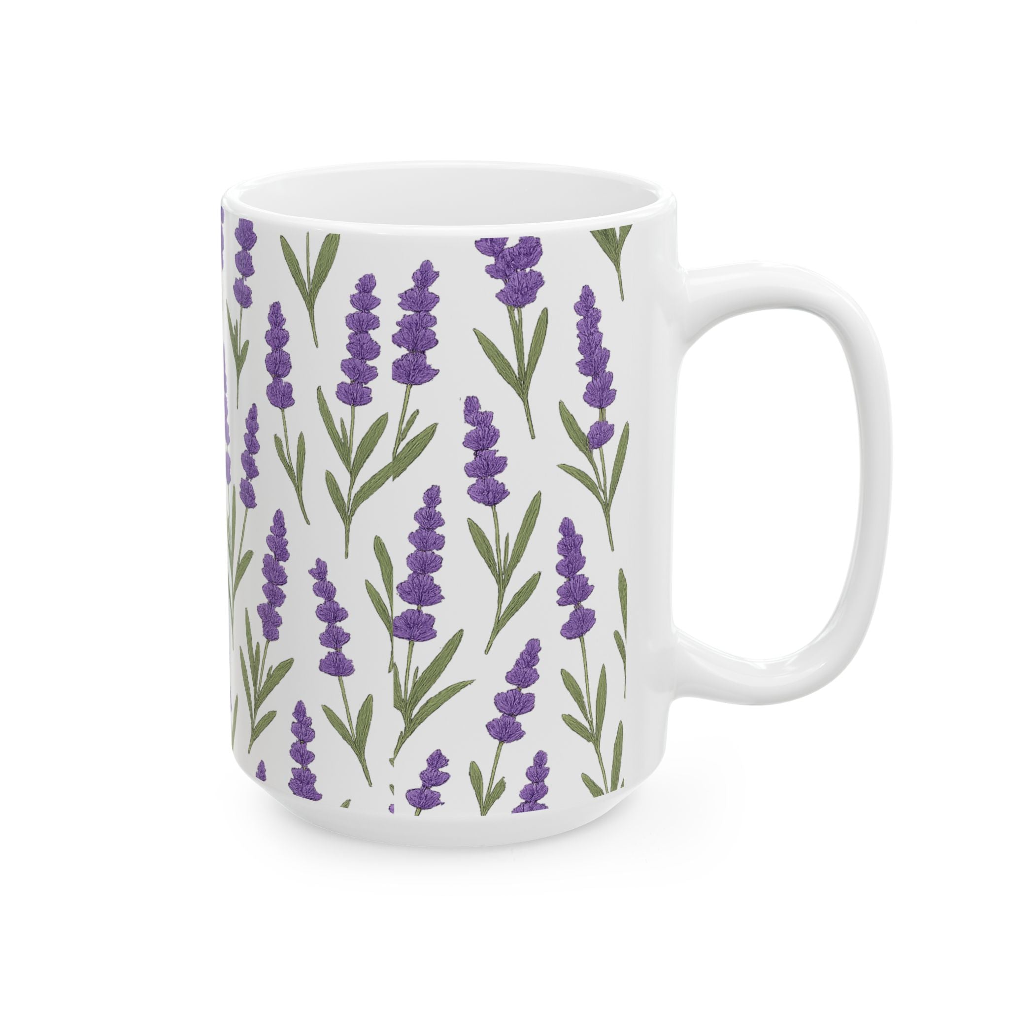 Botanical Lavender Sprigs Full Wrap Coffee Mug | Flowers Gift | Ceramic Mug