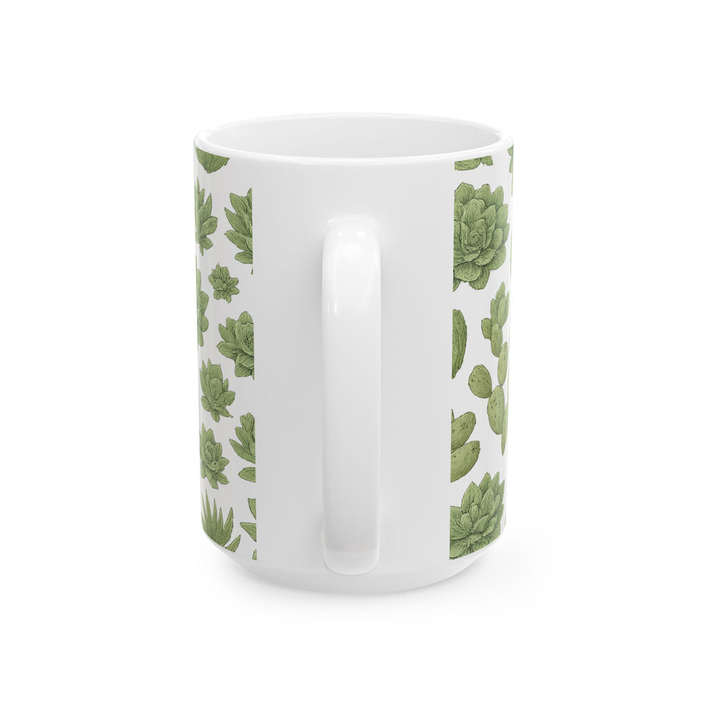 Botanical Desert Garden Succulents Pattern Coffee Mug | Cactus Lover Gift | Ceramic Mug