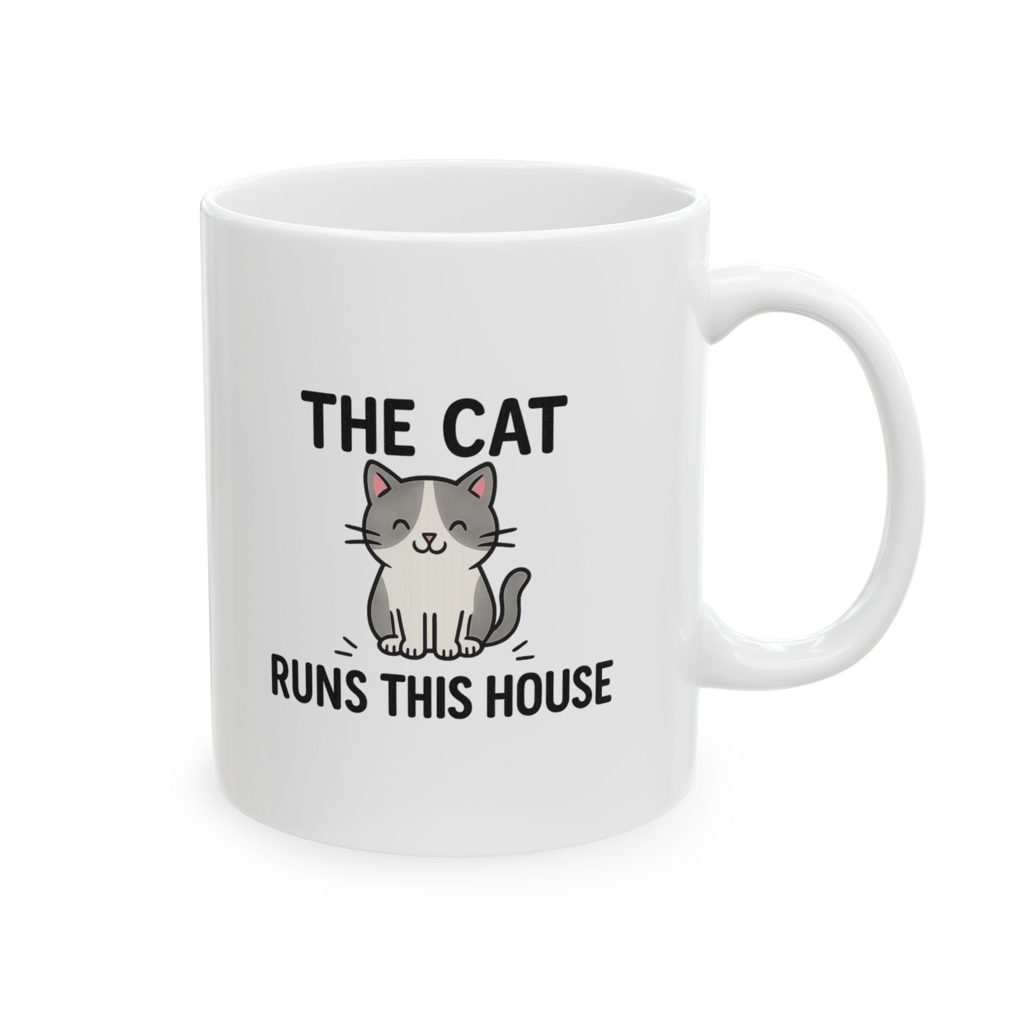 The Cat Runs This House Coffee Mug | Funny Cat Gift | Ceramic Mug
