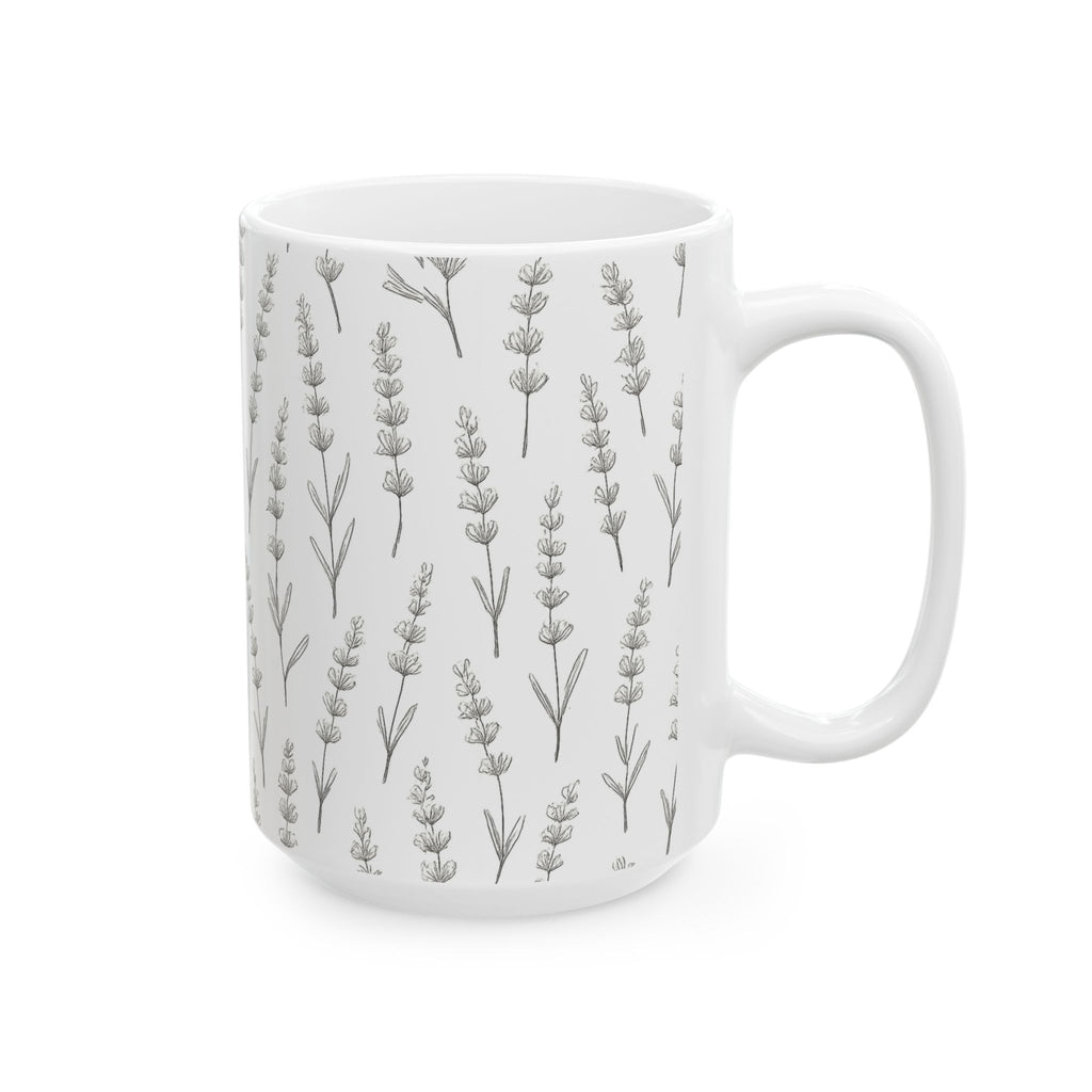 Delicate Lavender Sprigs Full Wrap Coffee Mug | Flowers Gift | Ceramic Mug