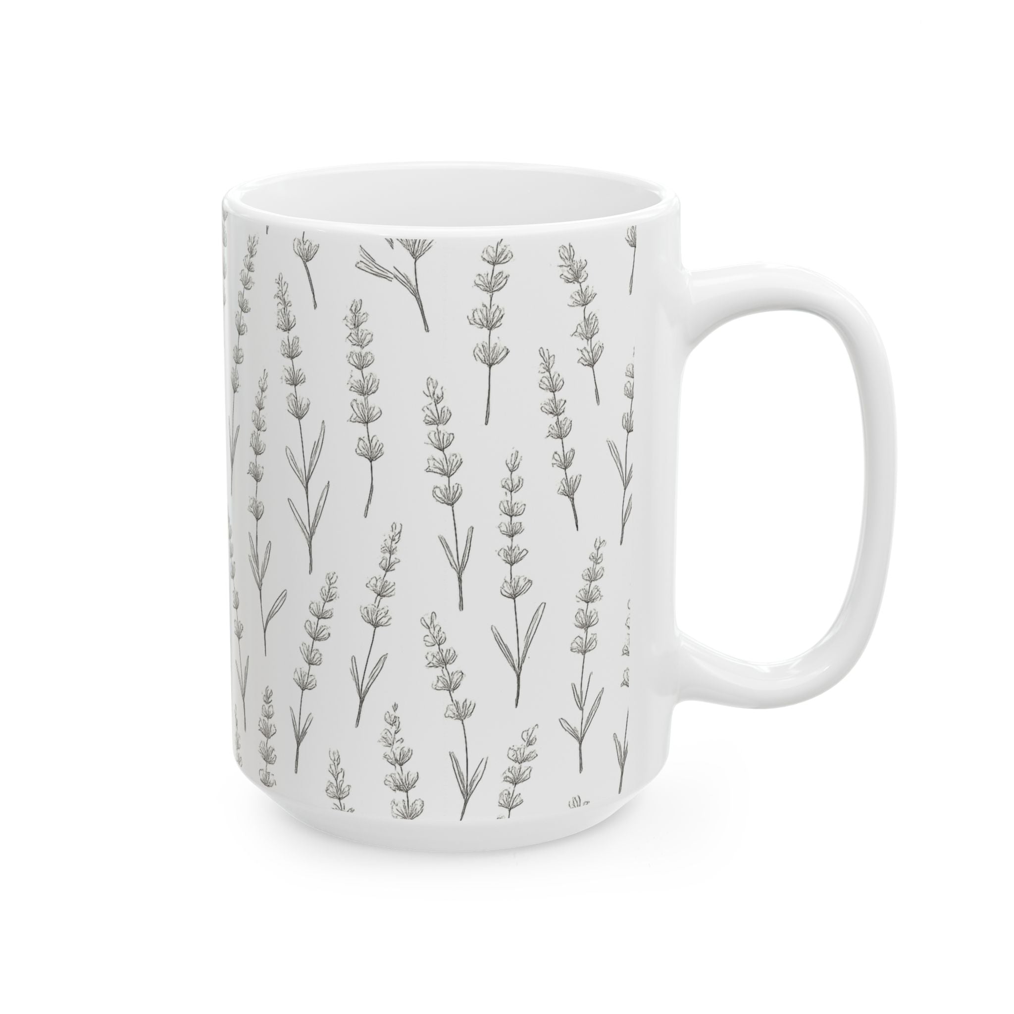Delicate Lavender Sprigs Full Wrap Coffee Mug | Flowers Gift | Ceramic Mug