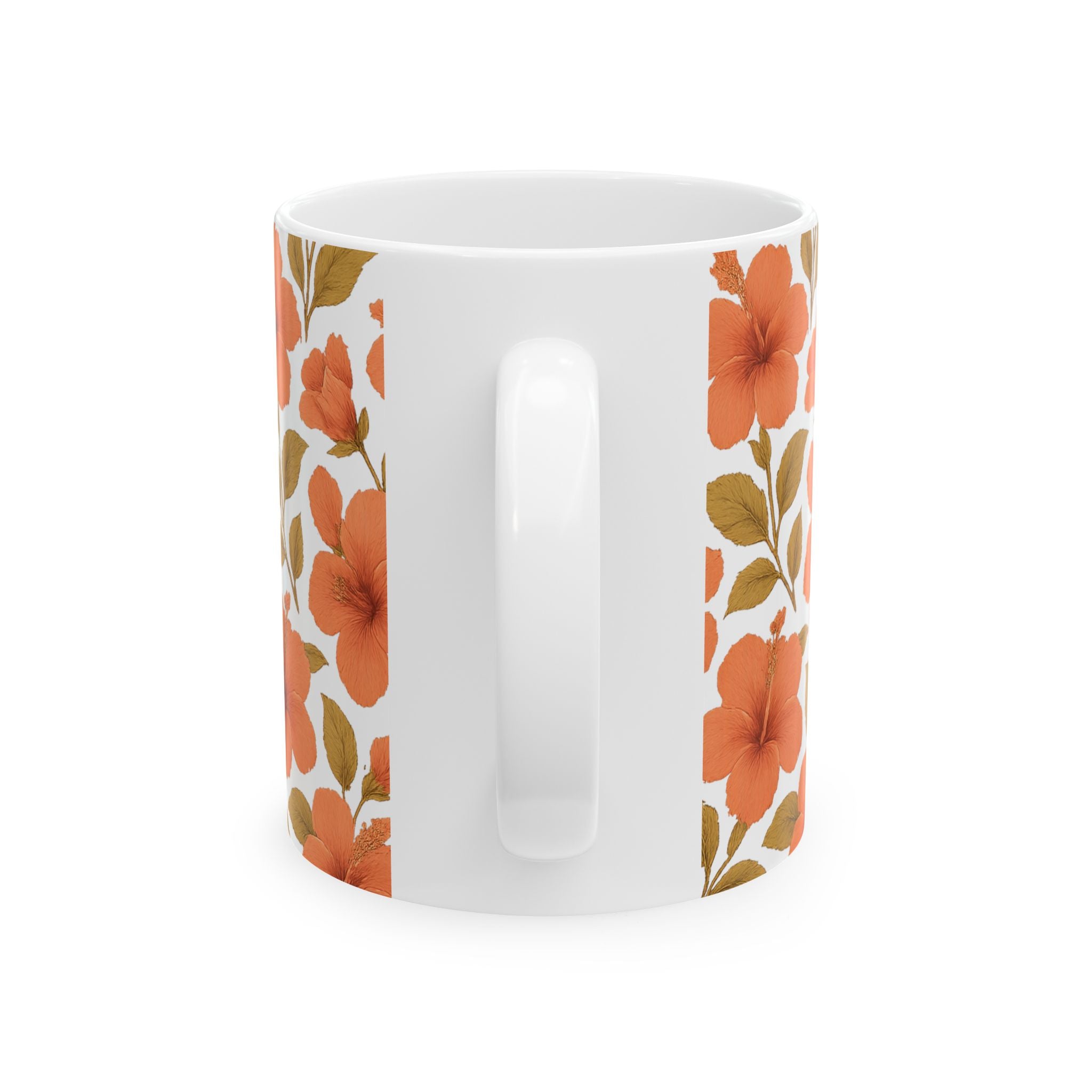 Vintage Hibiscus Tropical Full Wrap Coffee Mug | Flowers Gift | Ceramic Mug