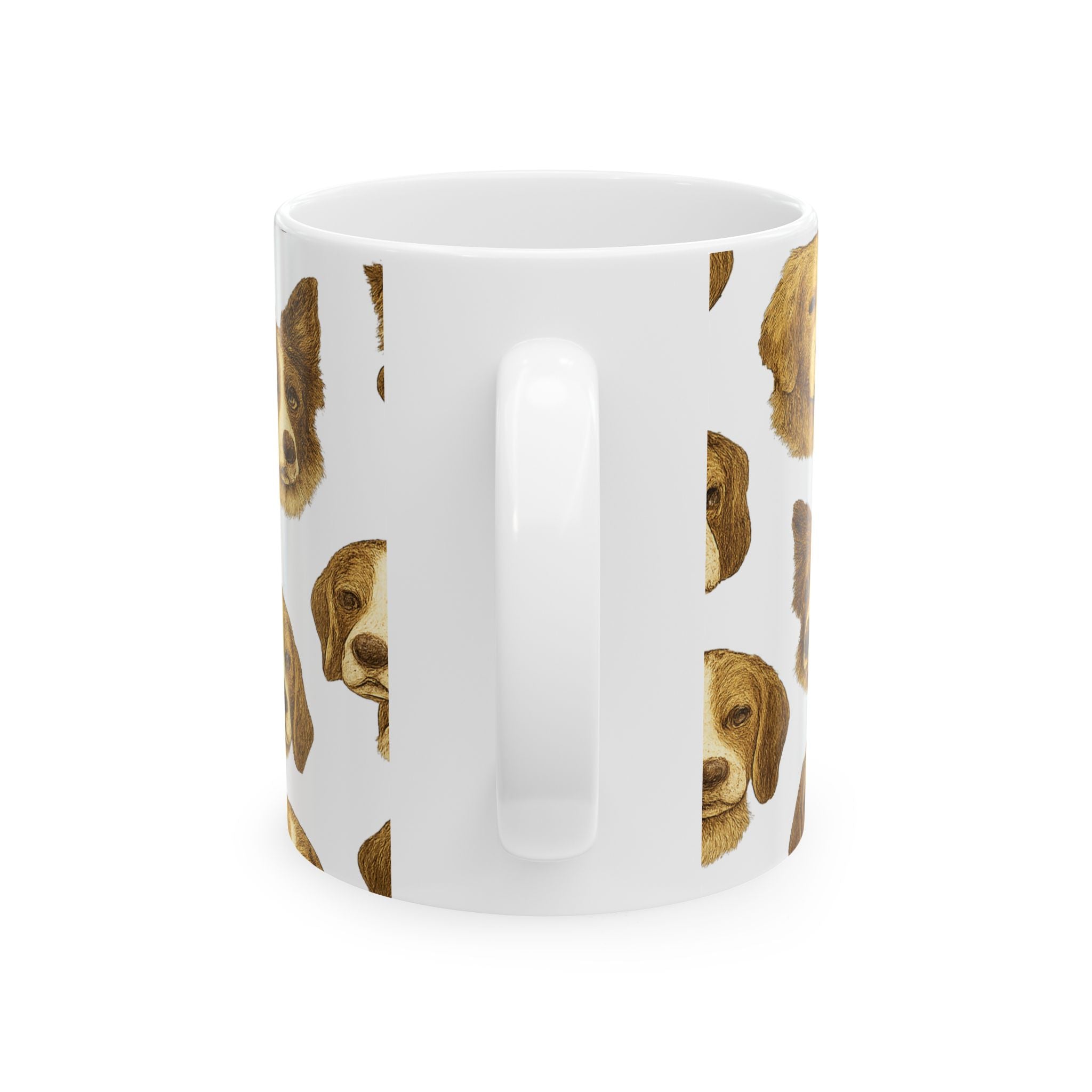 Vintage Dog Faces Full Wrap Coffee Mug | Dogs Gift | Ceramic Mug