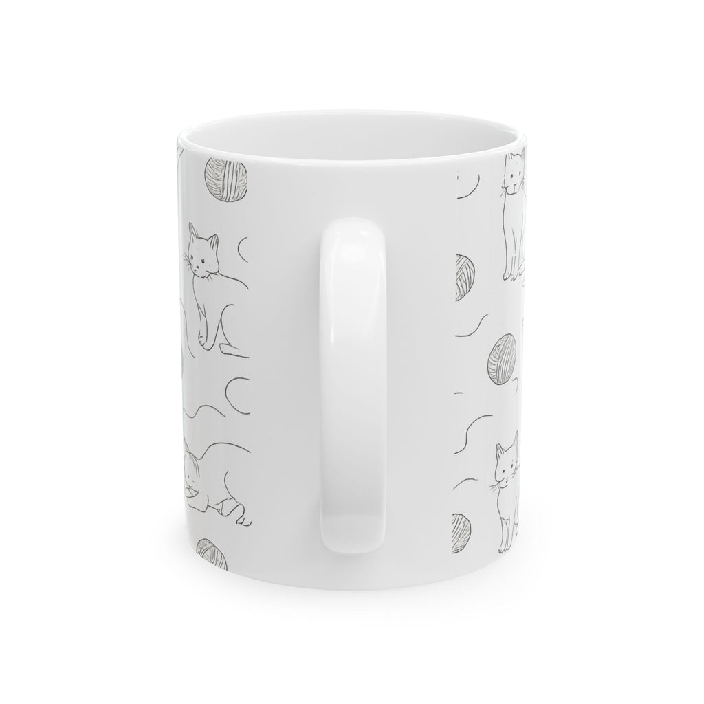 Delicate Cats With Yarn Full Wrap Coffee Mug | Cats Gift | Ceramic Mug