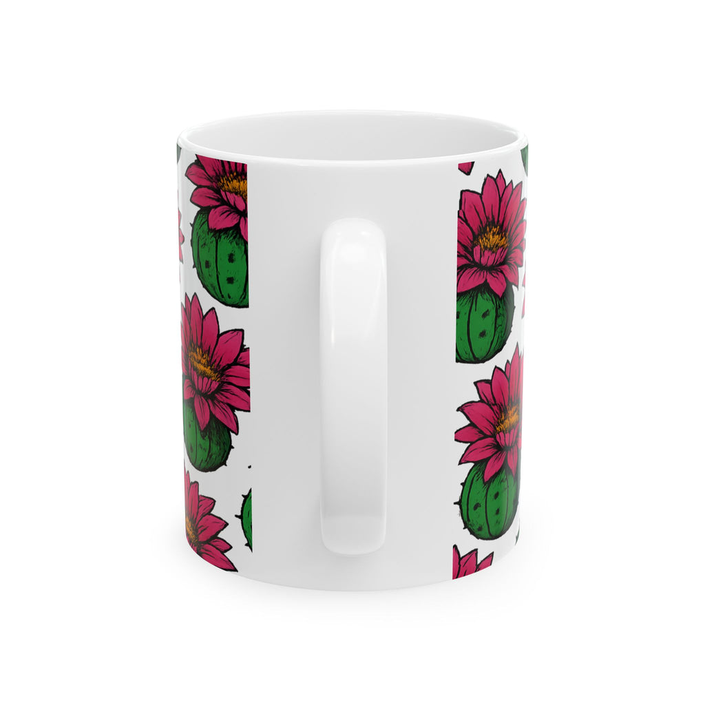Bold Blooming Cactus Flowers Pattern Coffee Mug | Cactus Lover Gift | Ceramic Mug