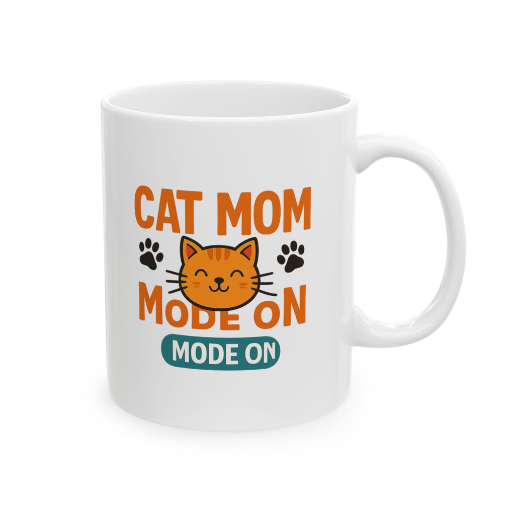 Fueled By Coffee And Cat Cuddles Coffee Mug | Cat Mom Gift | Ceramic Mug