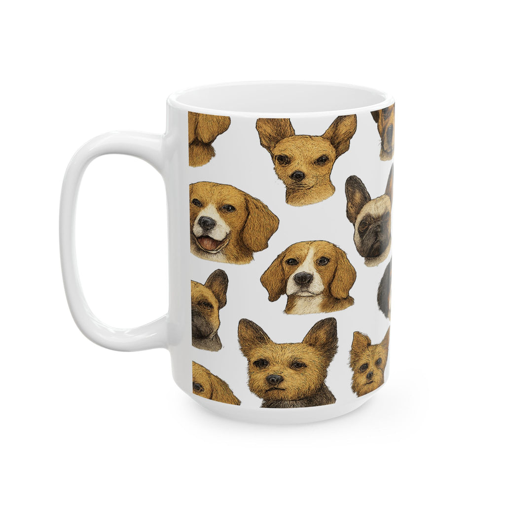 Botanical Dog Faces Full Wrap Coffee Mug | Dogs Gift | Ceramic Mug