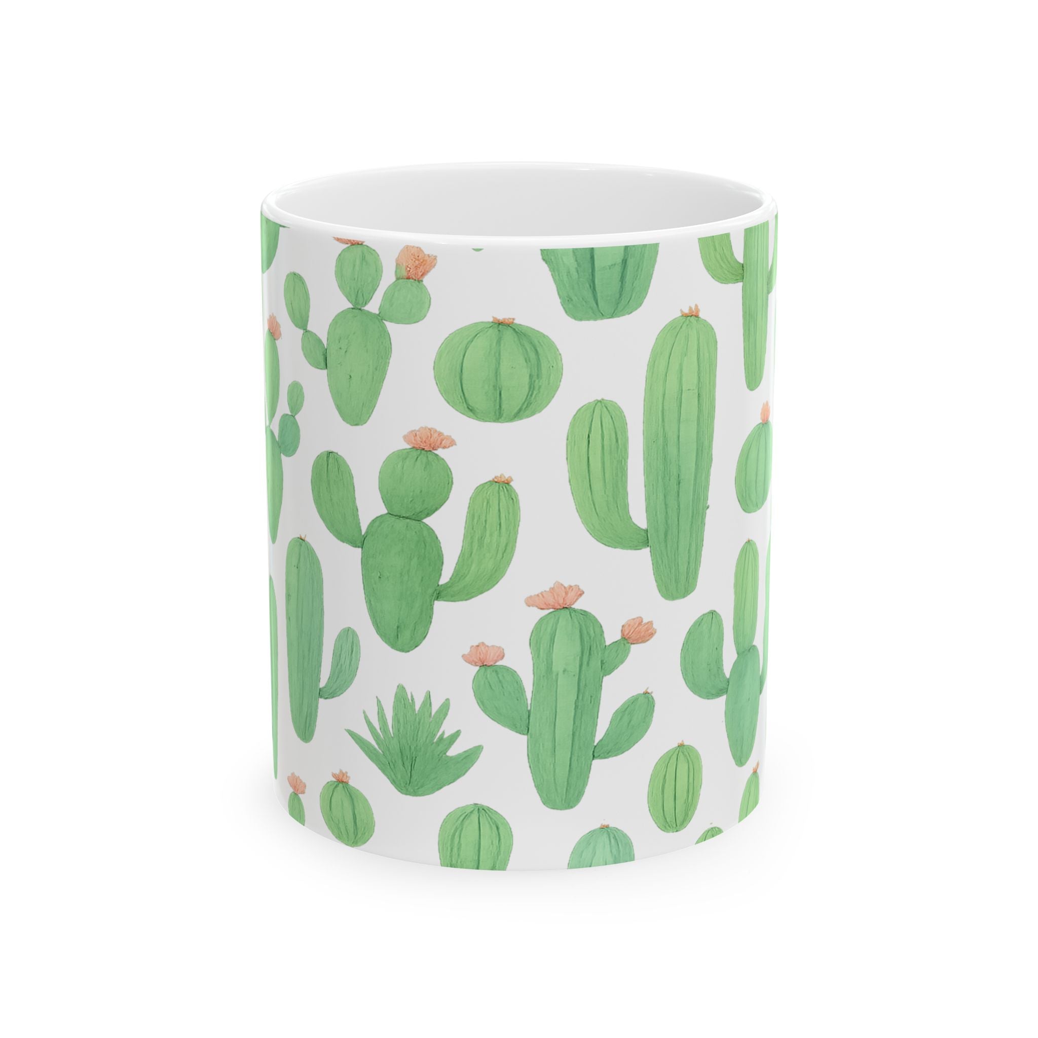 Watercolor Mixed Cactus Collection Full Wrap Coffee Mug | Cactus Gift | Ceramic Mug