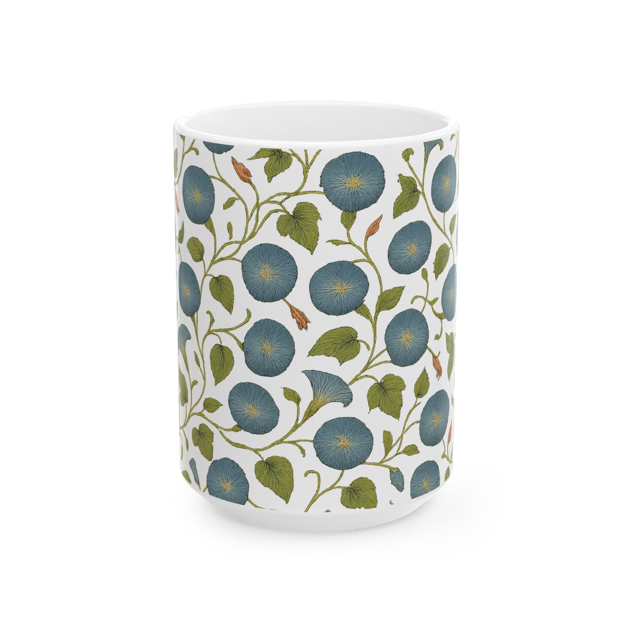 Vintage Morning Glory Vine Full Wrap Coffee Mug | Flowers Gift | Ceramic Mug